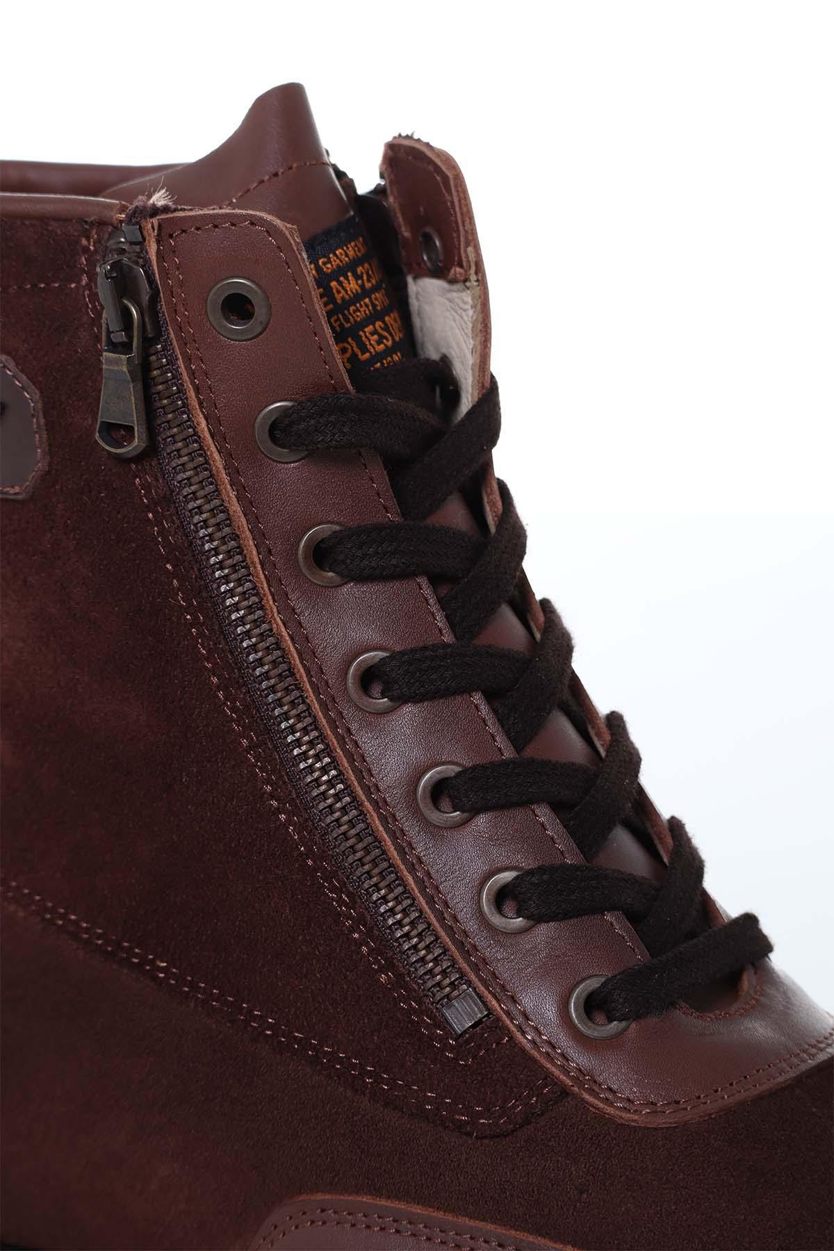 Dark brown suede leather driver boots - Image n°3