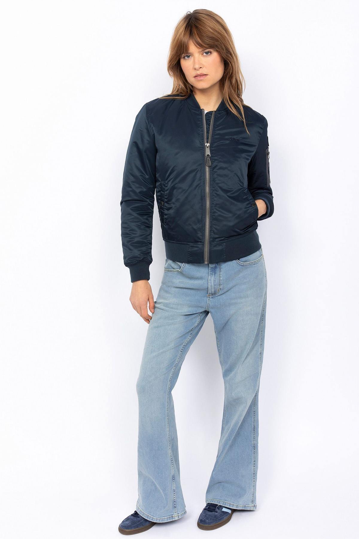 Women's Navy Recycled Nylon MA-1 Bomber Jacket - Image n°7