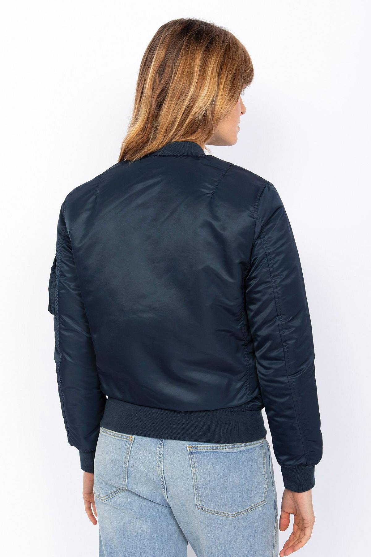 Women's Navy Recycled Nylon MA-1 Bomber Jacket - Image n°2