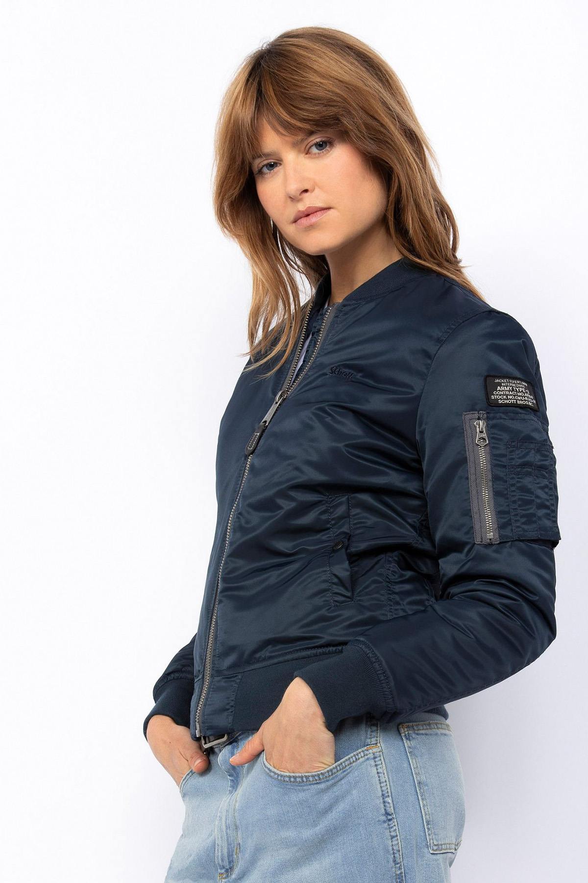 Women's Navy Recycled Nylon MA-1 Bomber Jacket - Image n°1