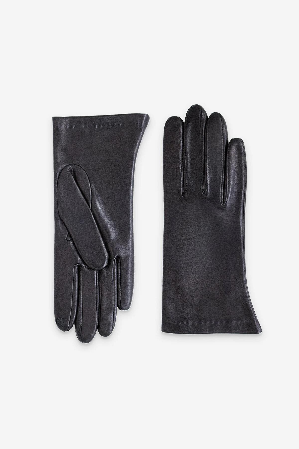 Silk-lined leather gloves with touch function - Image n°2