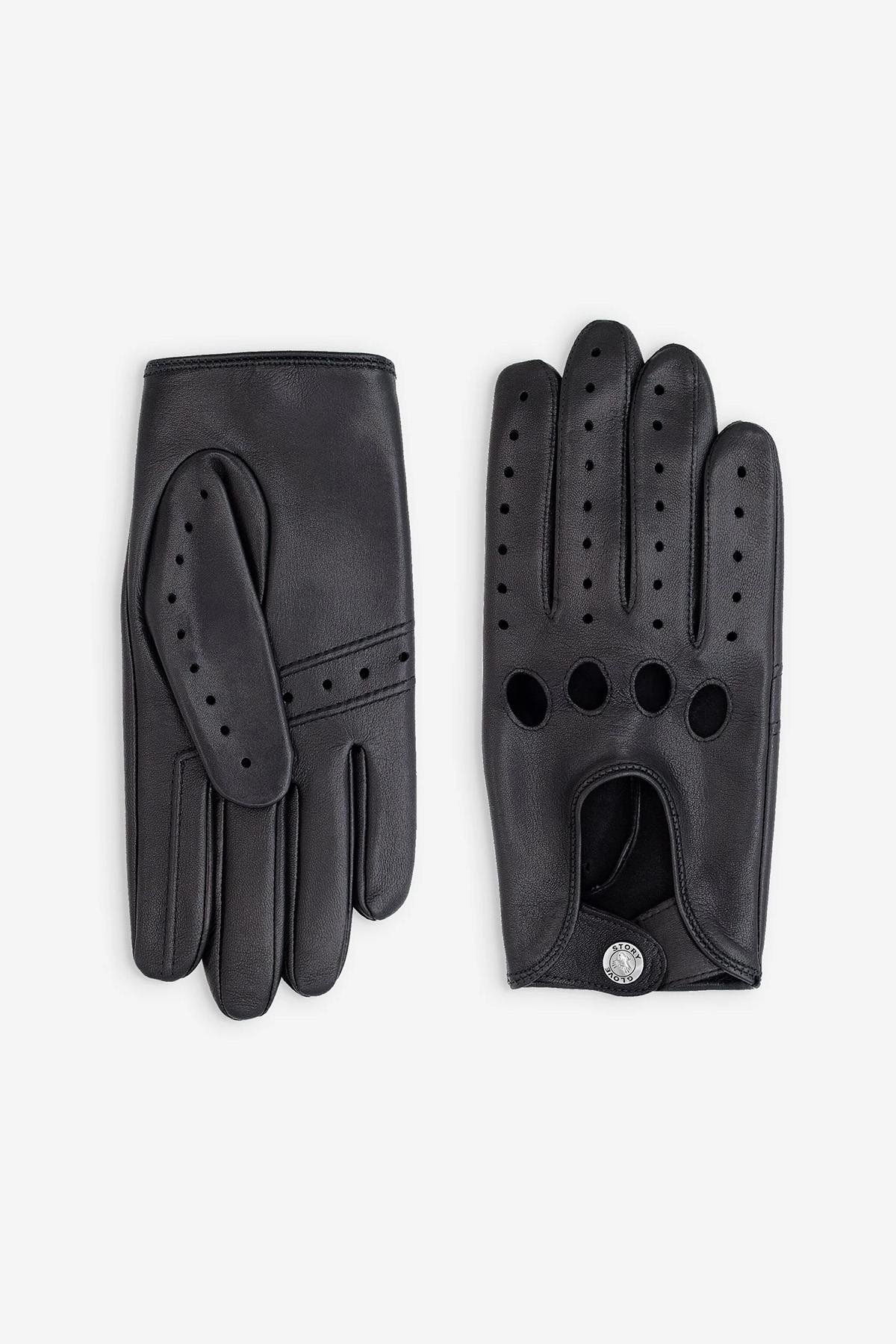 Black leather driving gloves - Image n°2