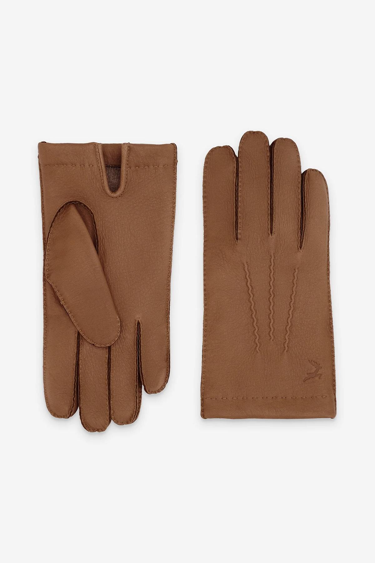 Men's Cork-Colored Deerskin Gloves - Image n°2