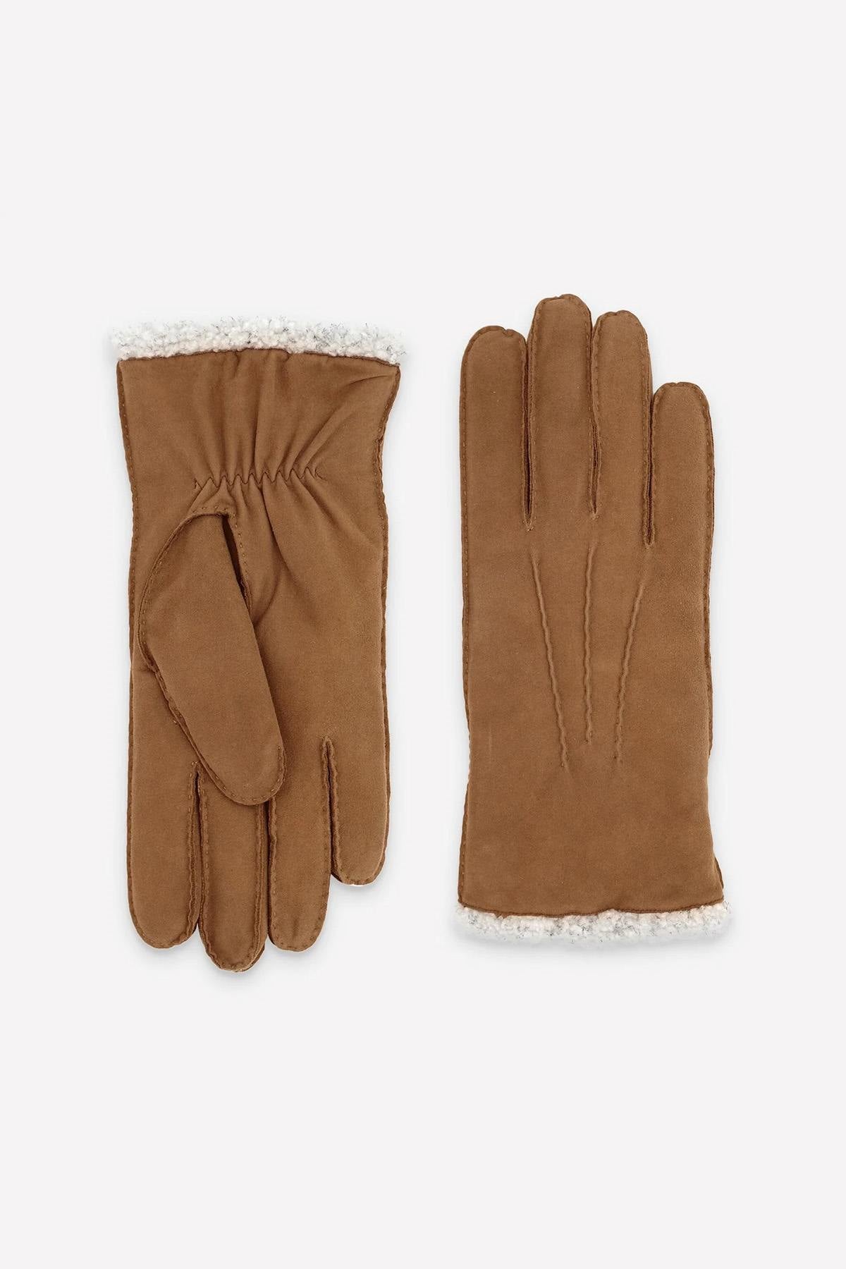 Elegant men's gloves in cork-colored suede leather - Image n°3