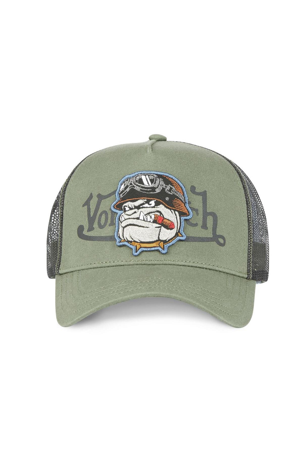 Khaki baseball cap with bulldog logo - Image n°2