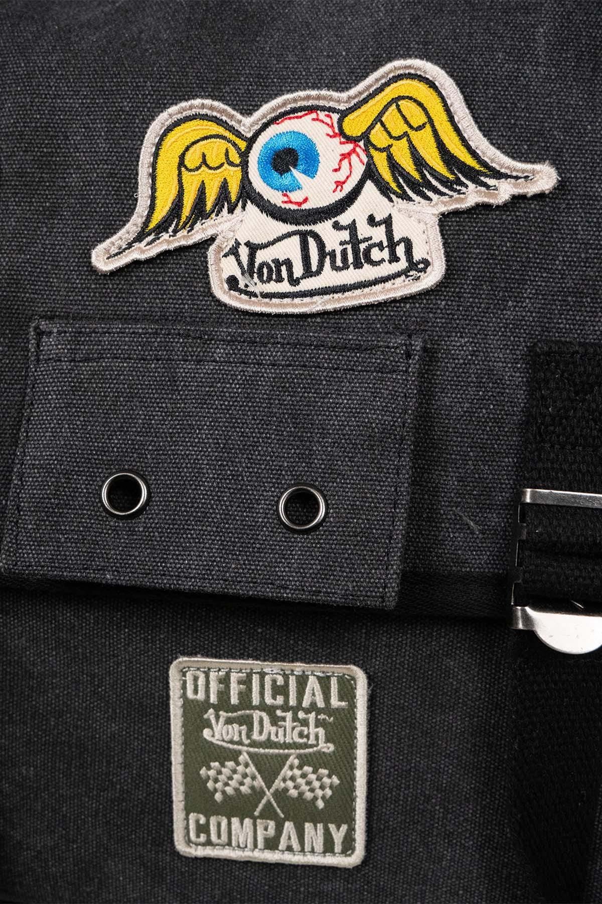 Grey satchel bag with patches - Image n°3