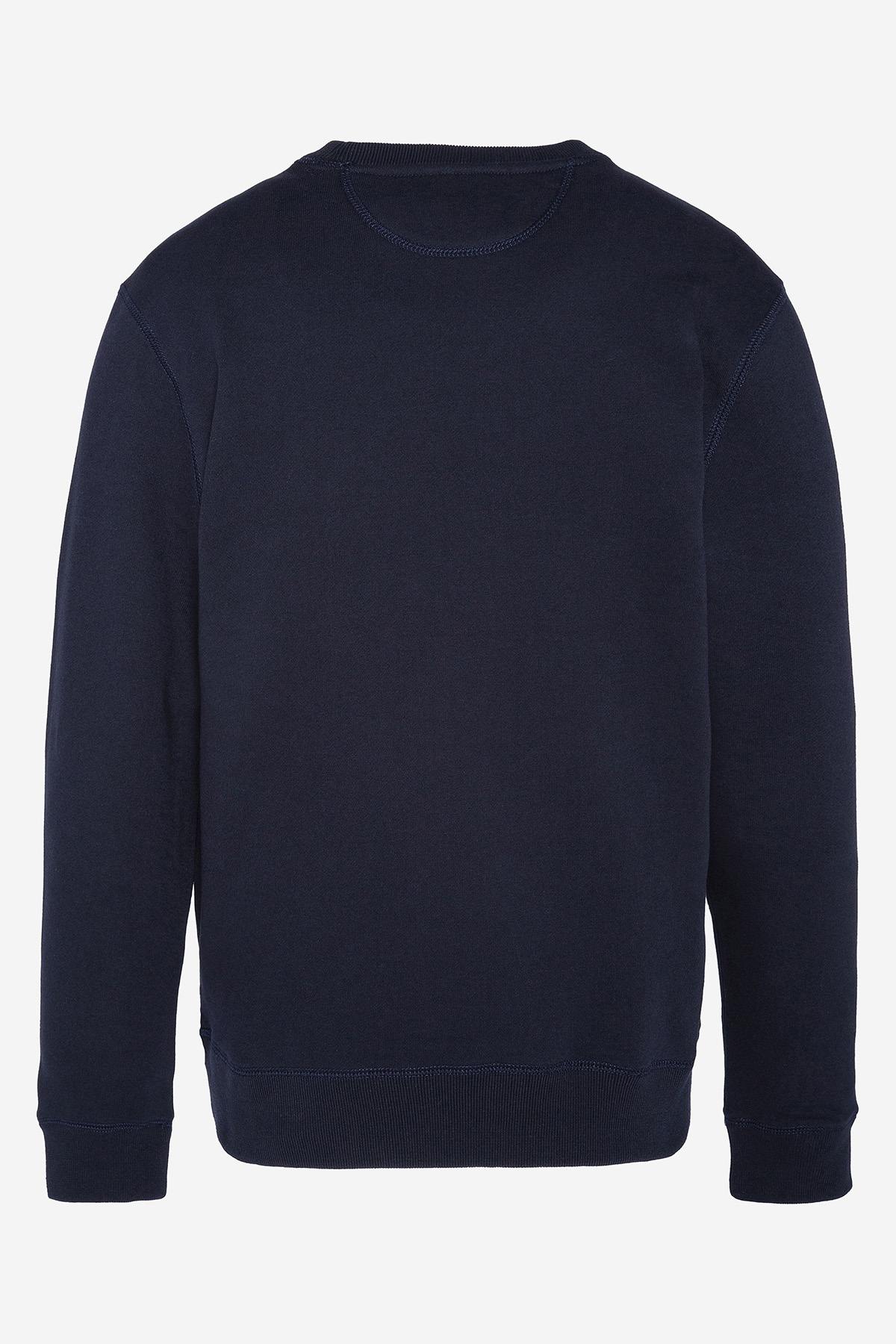 Navy blue cotton sweatshirt with logo - Image n°2