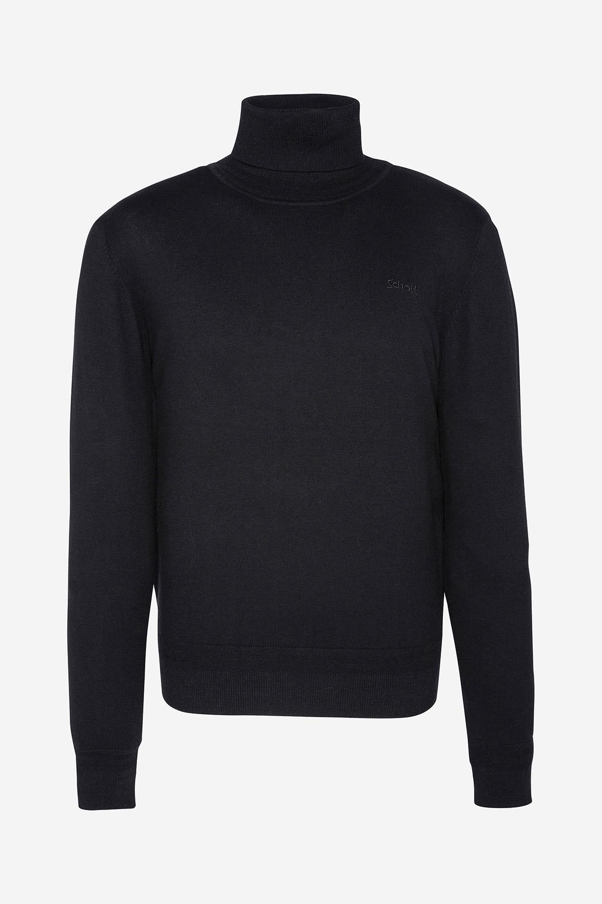 Black cotton and wool turtleneck sweater - Image n°3