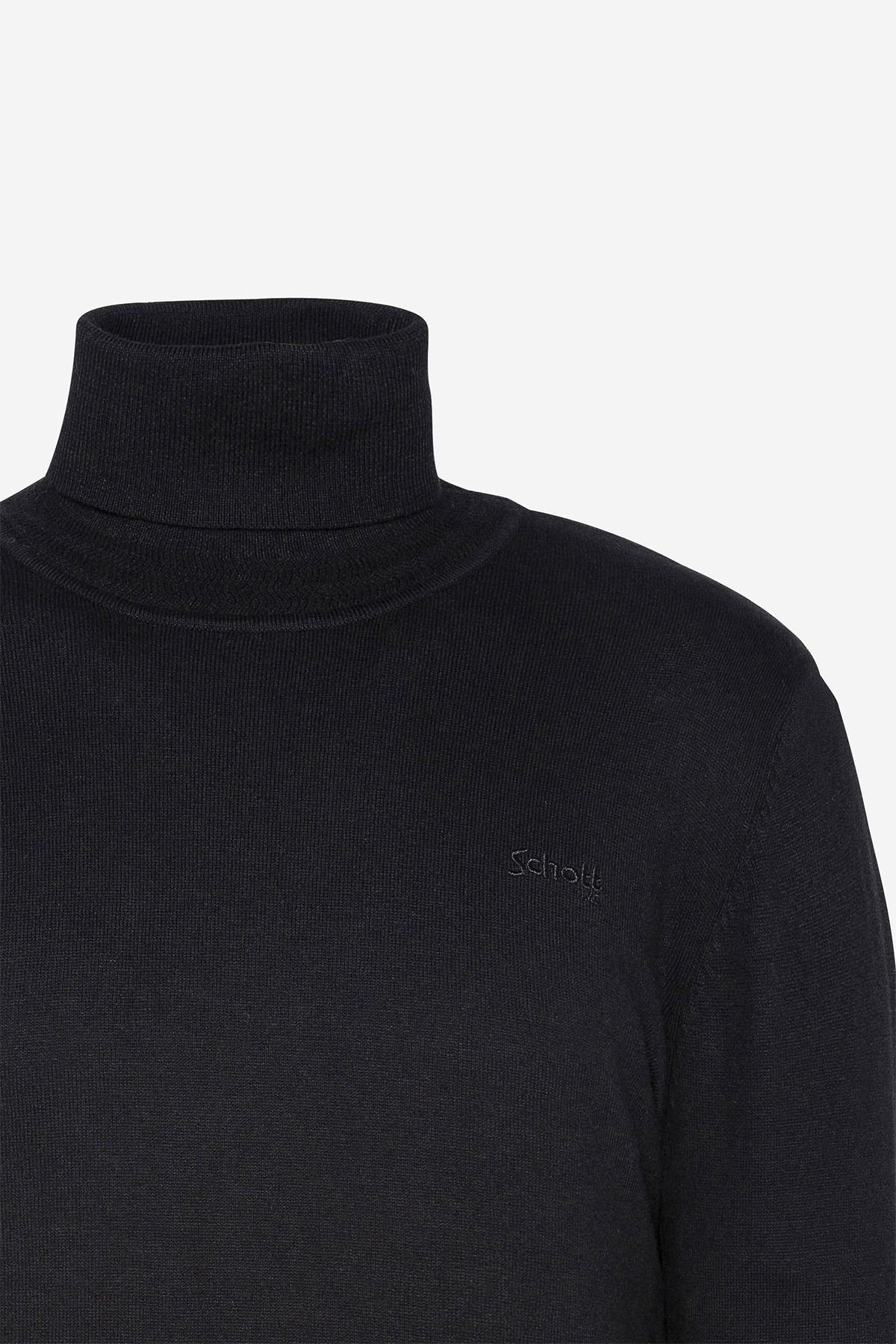 Black cotton and wool turtleneck sweater - Image n°6