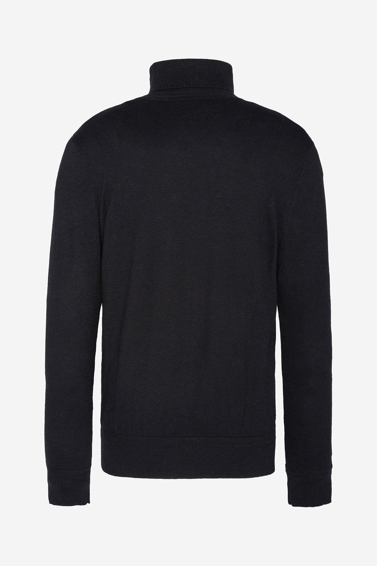 Black cotton and wool turtleneck sweater - Image n°4