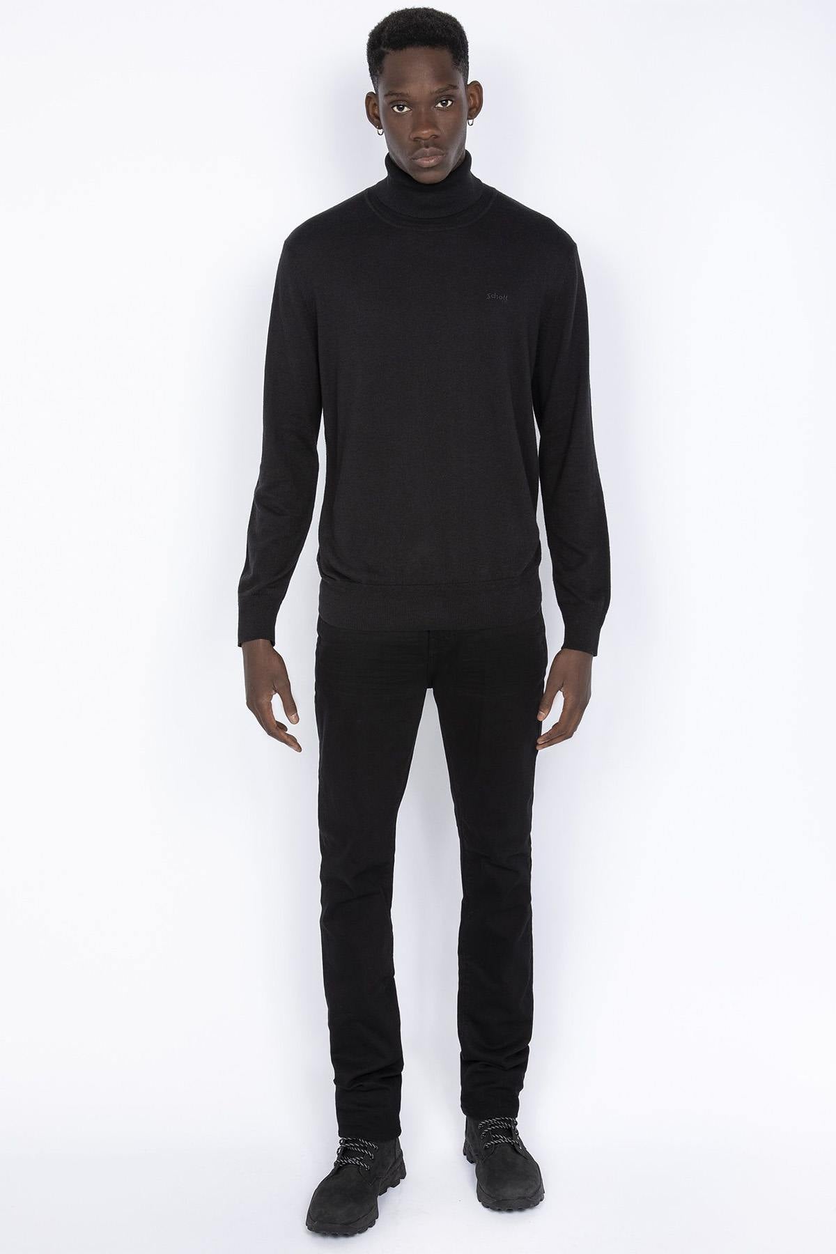 Black cotton and wool turtleneck sweater - Image n°5