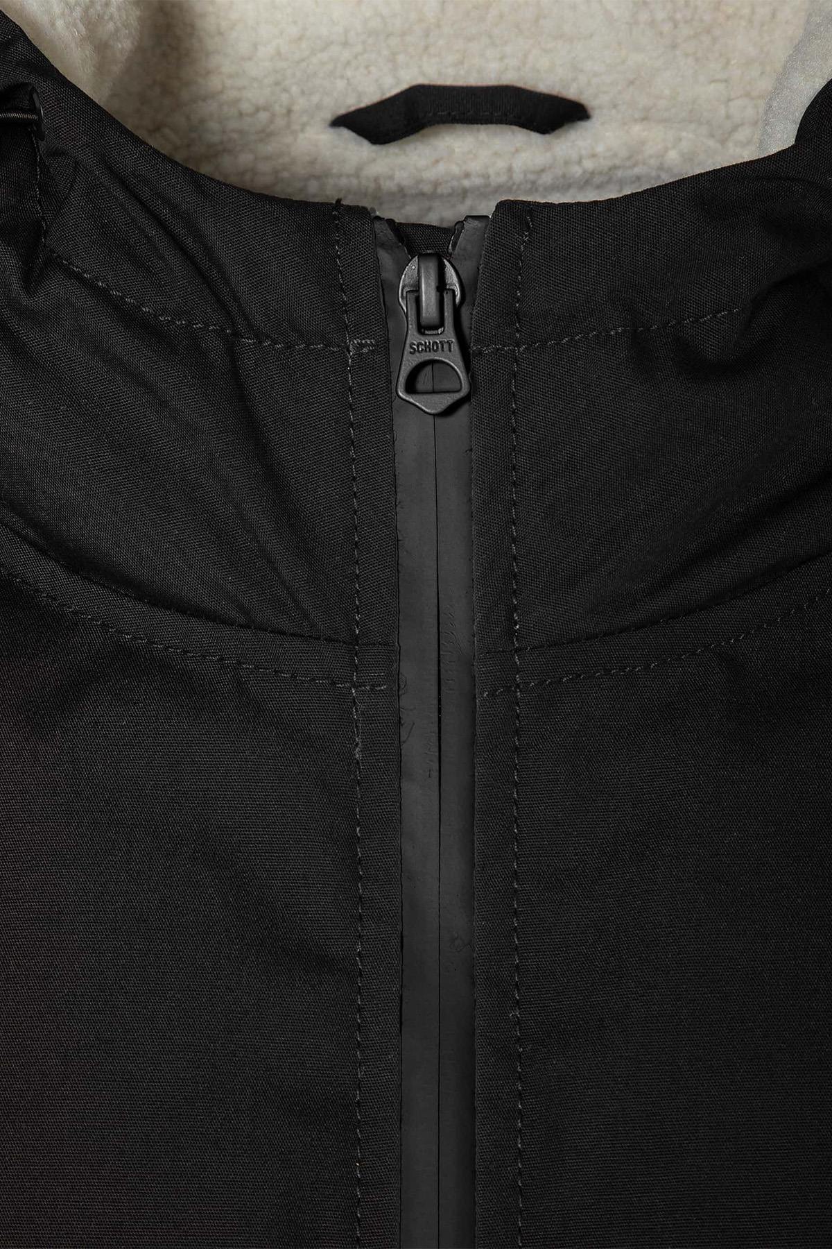 Long black parka with sherpa lining - Image n°3