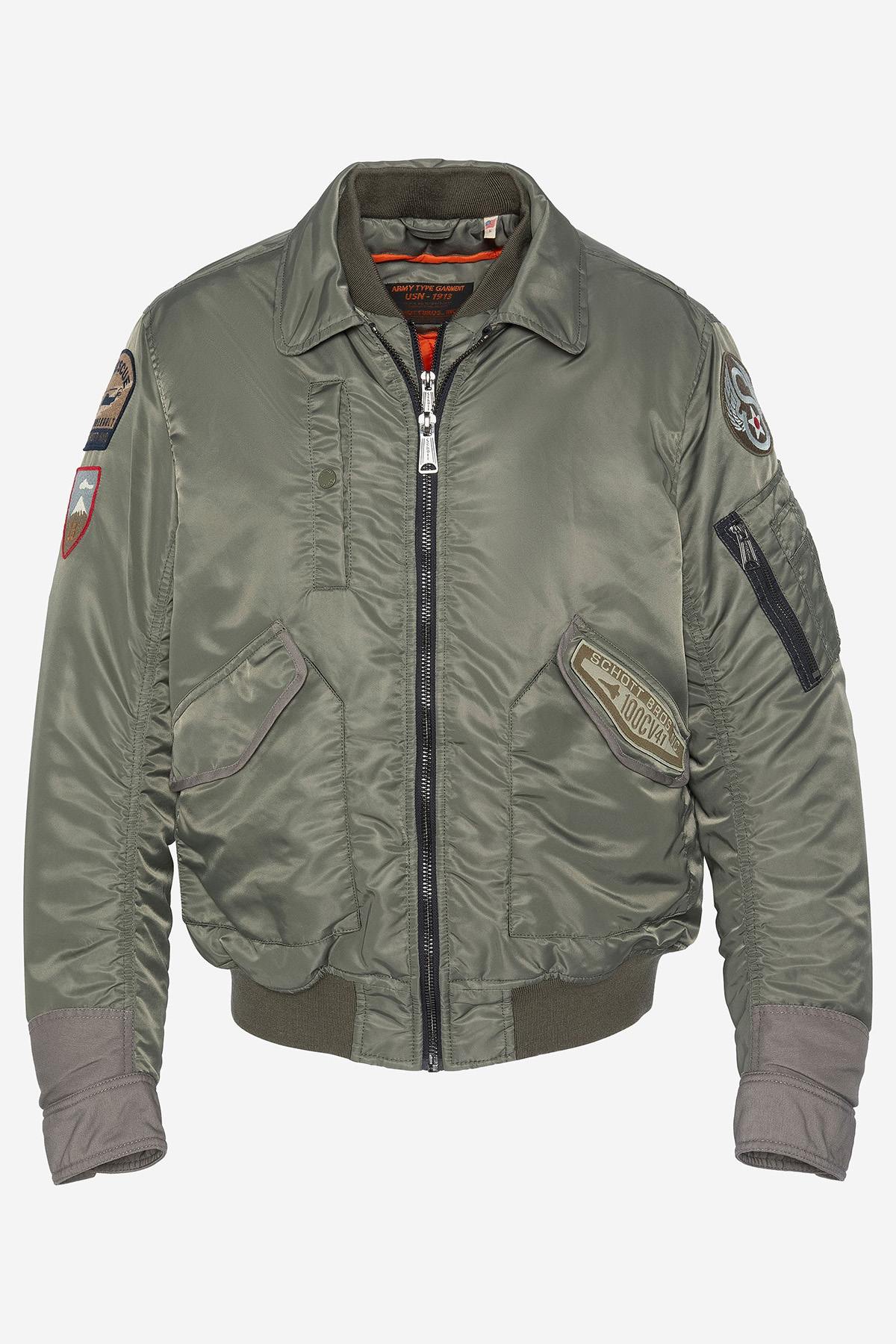 Sage Vintage Khaki Pilot Jacket in Recycled Nylon - Image n°1