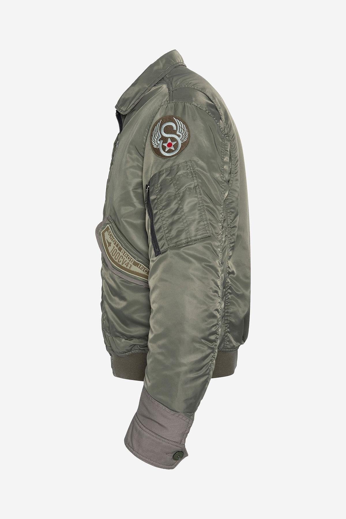 Sage Vintage Khaki Pilot Jacket in Recycled Nylon - Image n°3