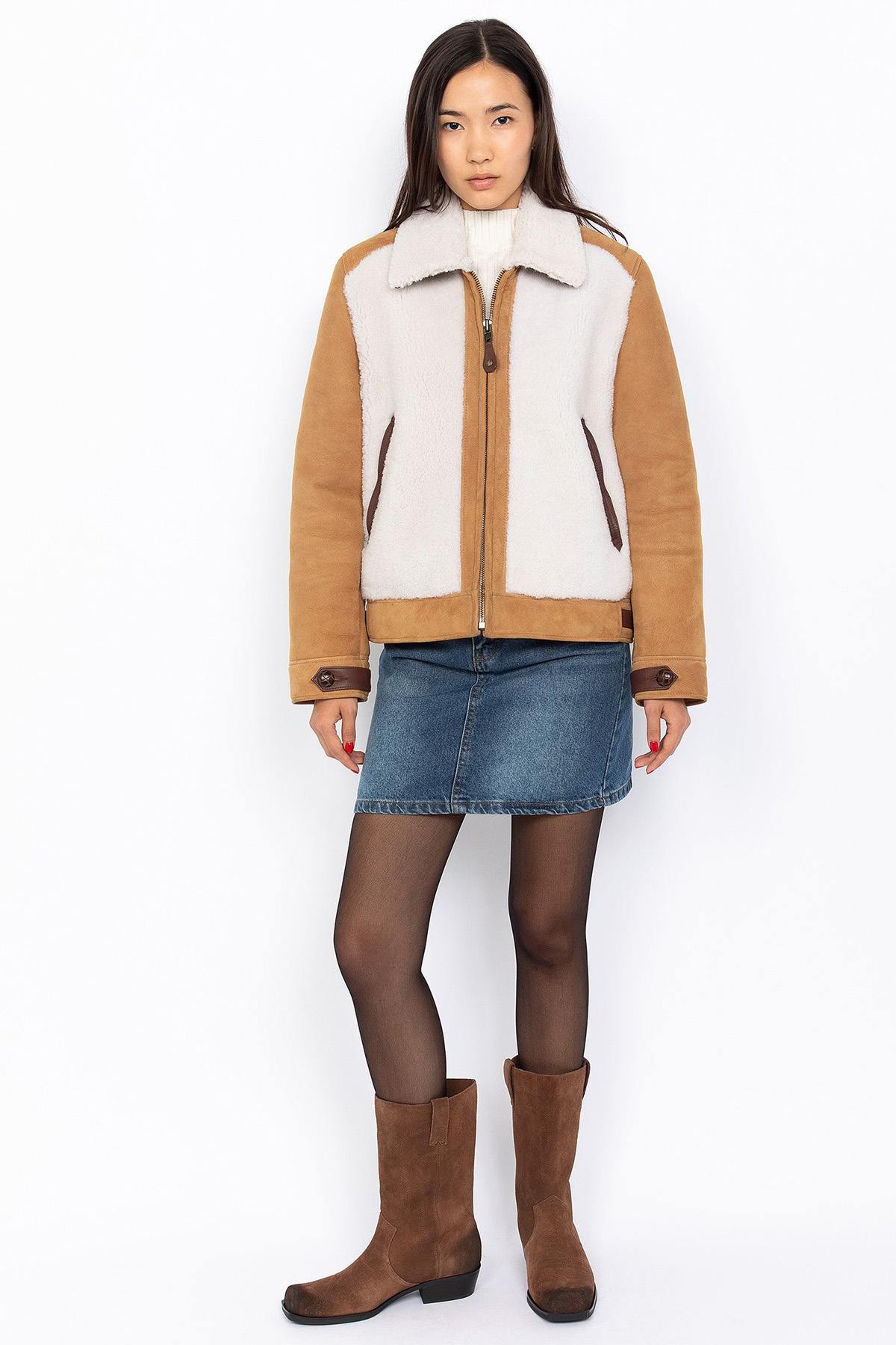 Rancher jacket in double-sided honey-colored suede sheepskin - Image n°5