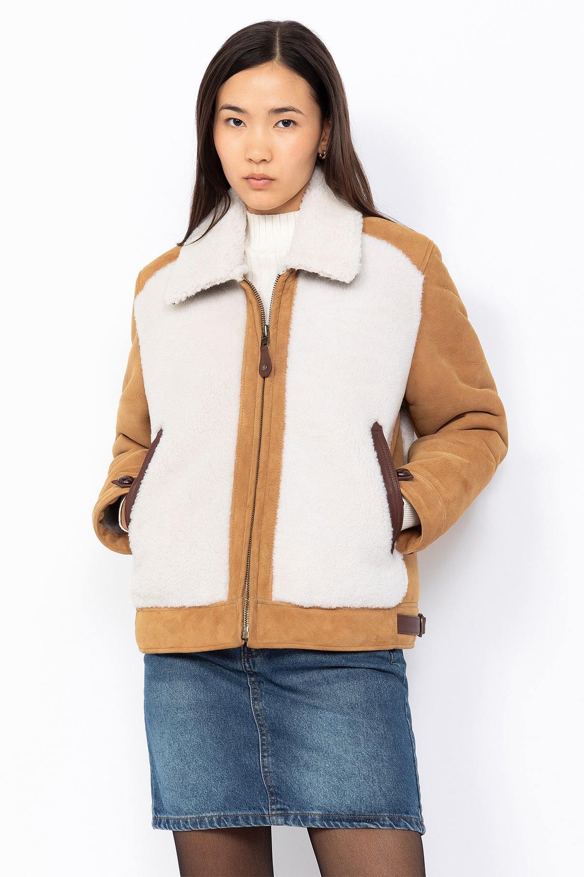 Rancher jacket in double-sided honey-colored suede sheepskin - Image n°4