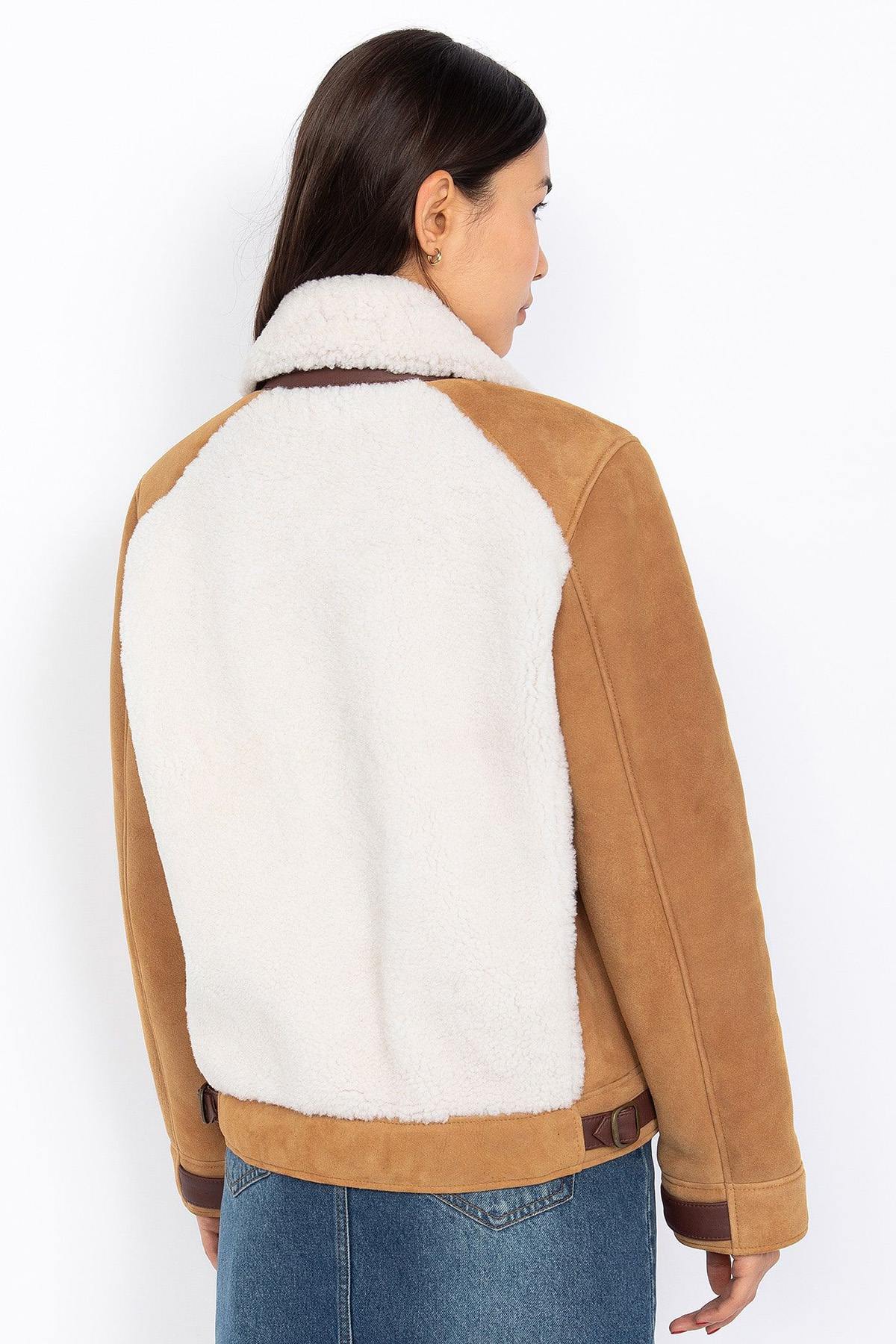 Rancher jacket in double-sided honey-colored suede sheepskin - Image n°3