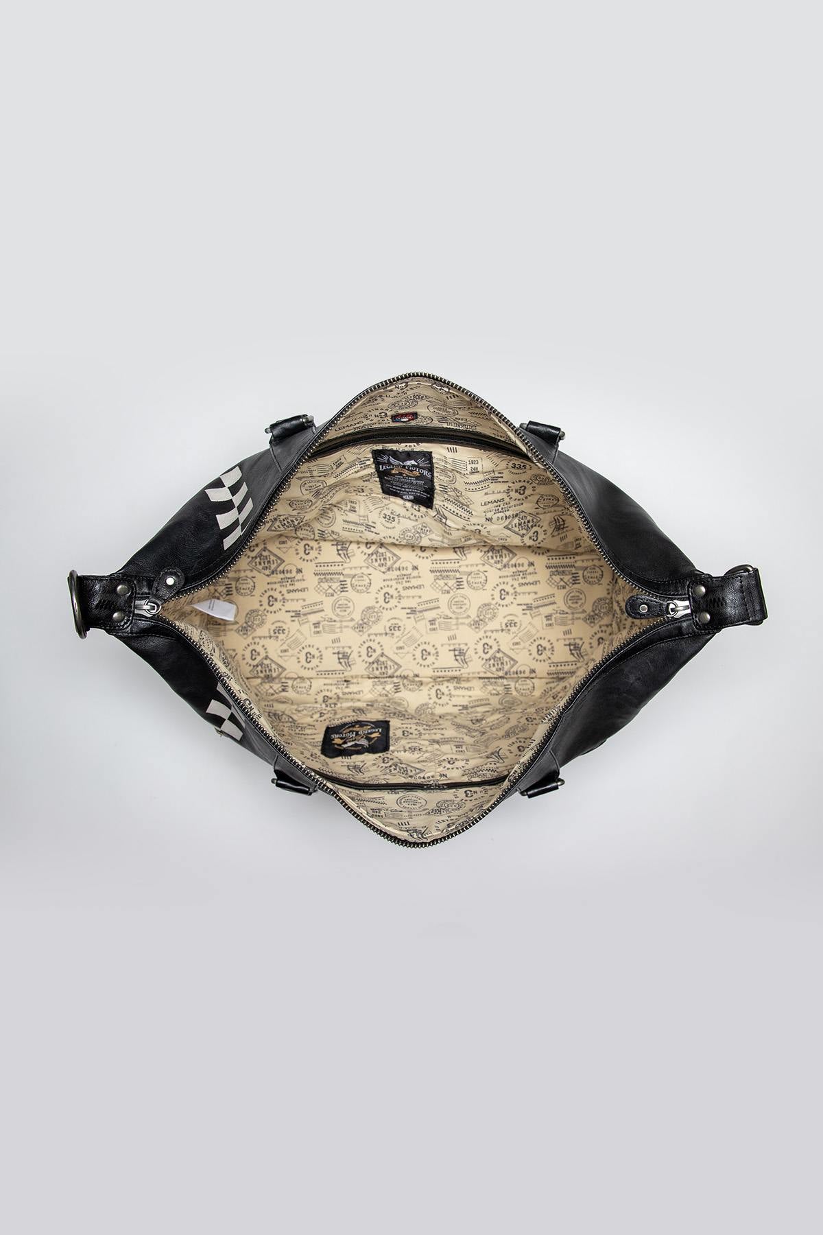 Black leather travel bag with racing checkerboard - Image n°7