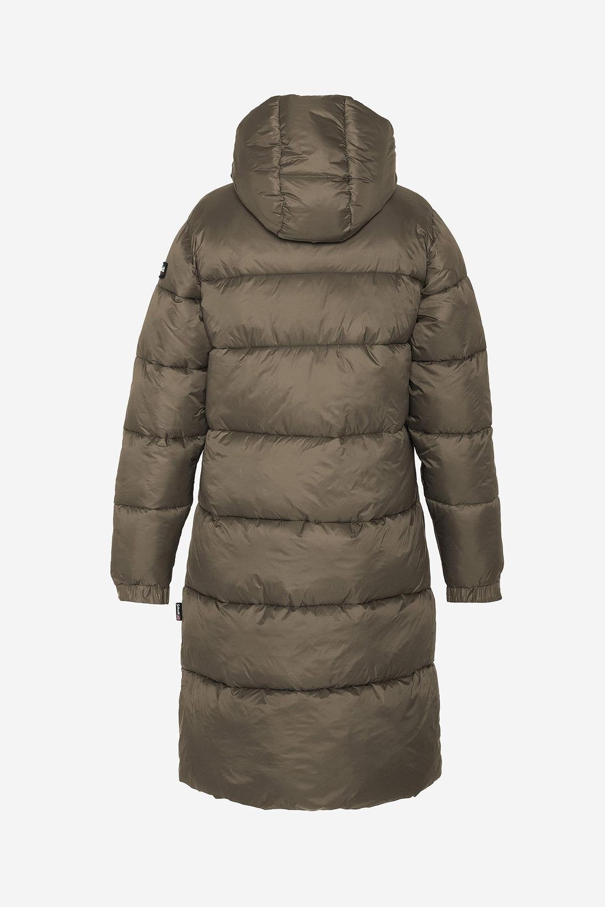 Extra-long bronze-coloured recycled nylon down jacket - Image n°2