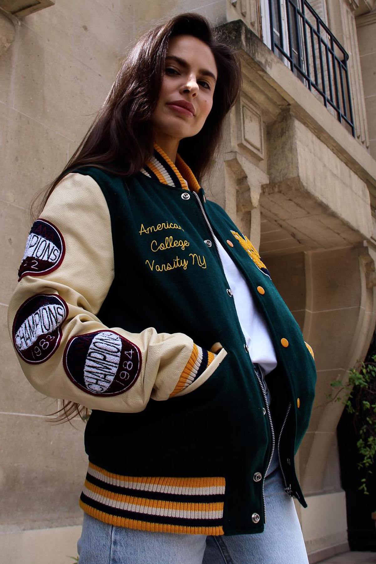 Green and beige American varsity jacket - Image n°8