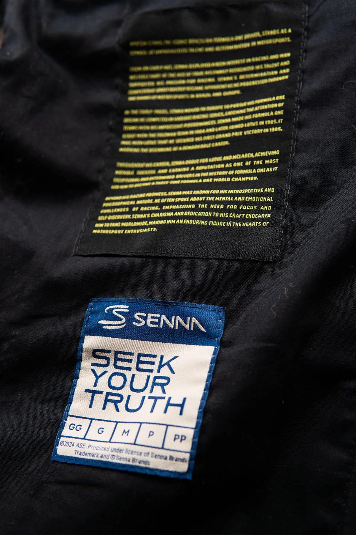 Ayrton Senna Navy Blue Racing Biker Collar Leather Jacket - Image n°9