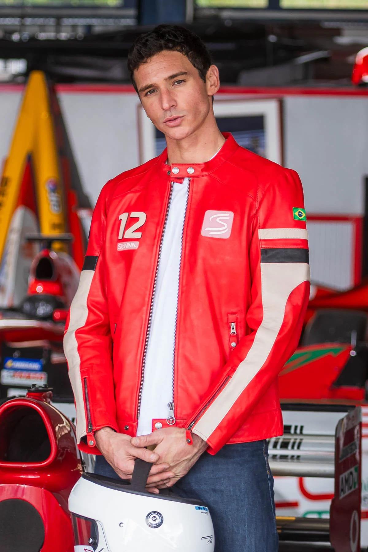 Ayrton Senna Red Leather Racing Jacket - Image n°1