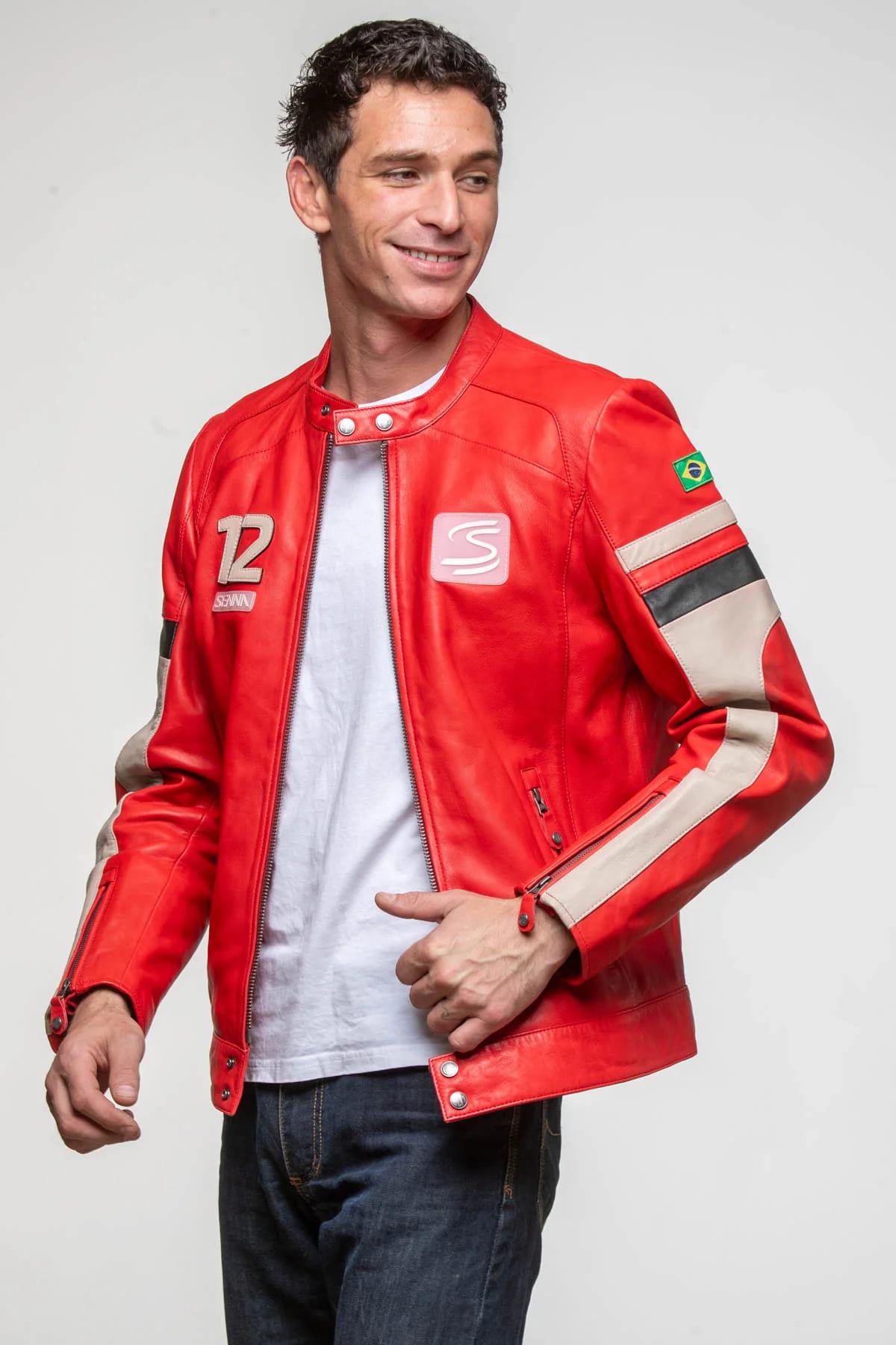 Ayrton Senna Red Leather Racing Jacket - Image n°11