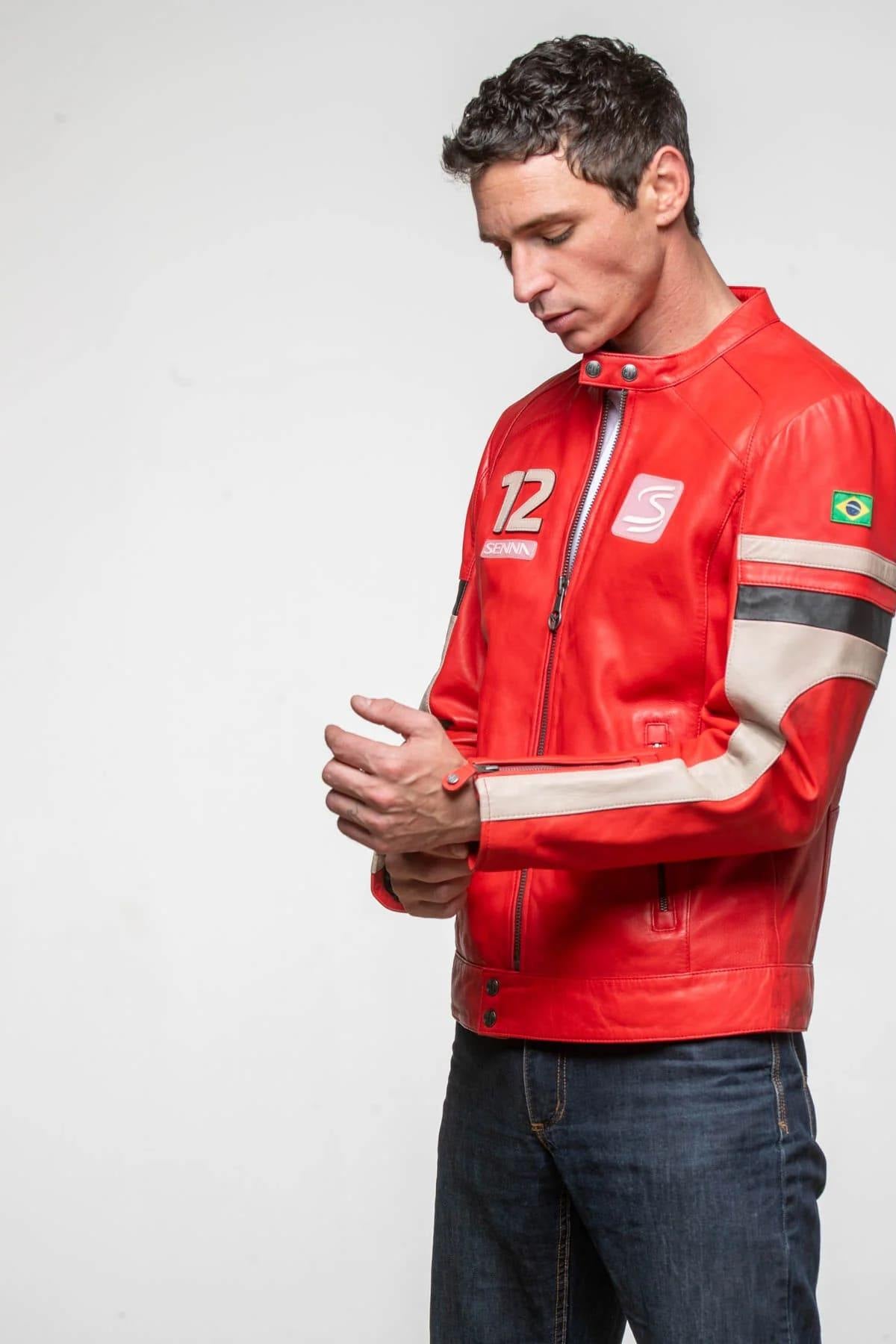 Ayrton Senna Red Leather Racing Jacket - Image n°4