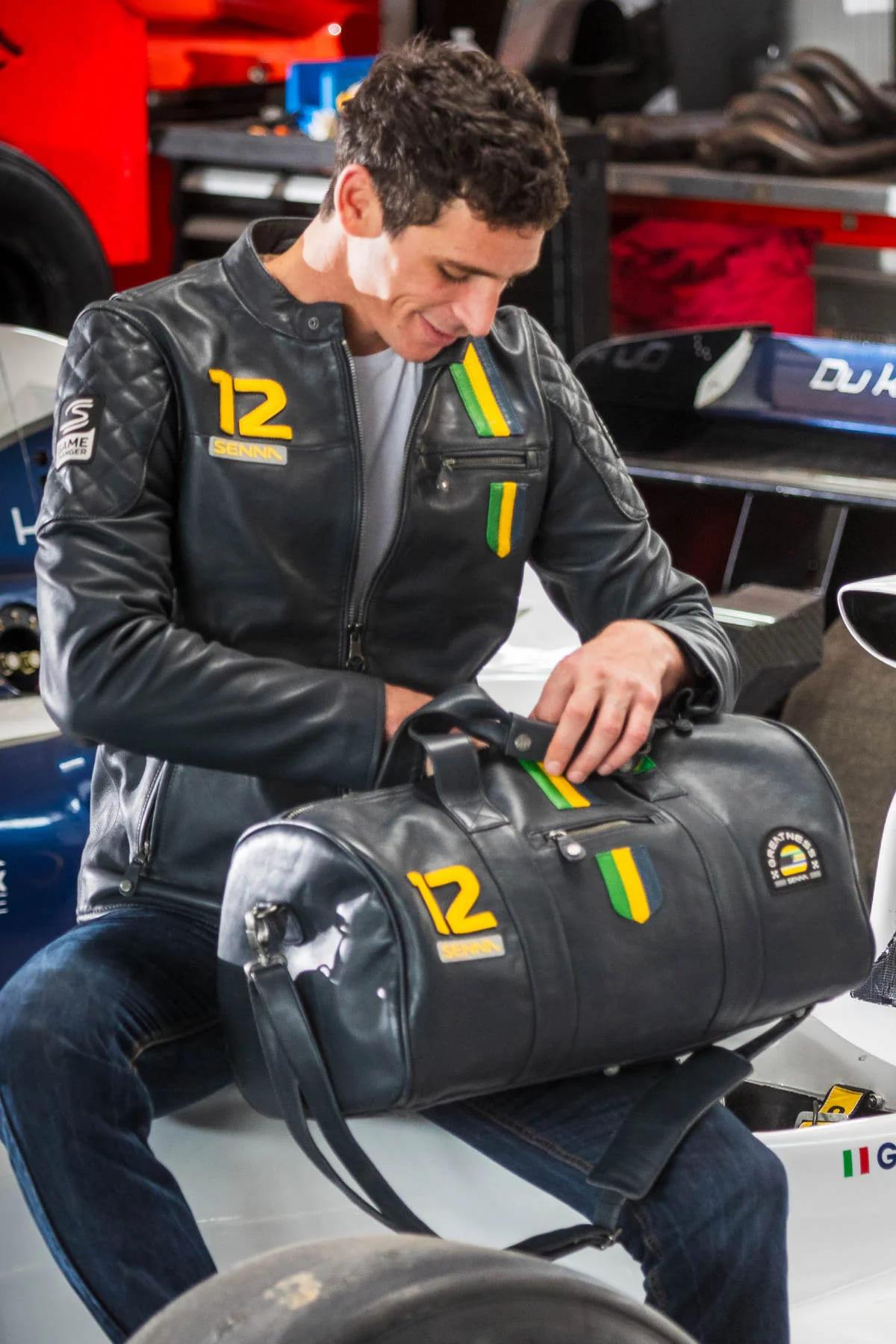 Ayrton Senna Racing Men's Navy Leather Bag - Image n°2