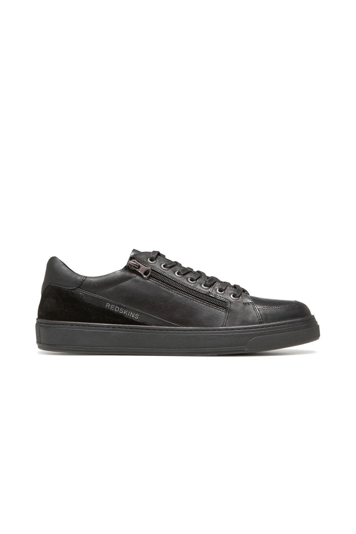 Black leather sneakers for men - Image n°3