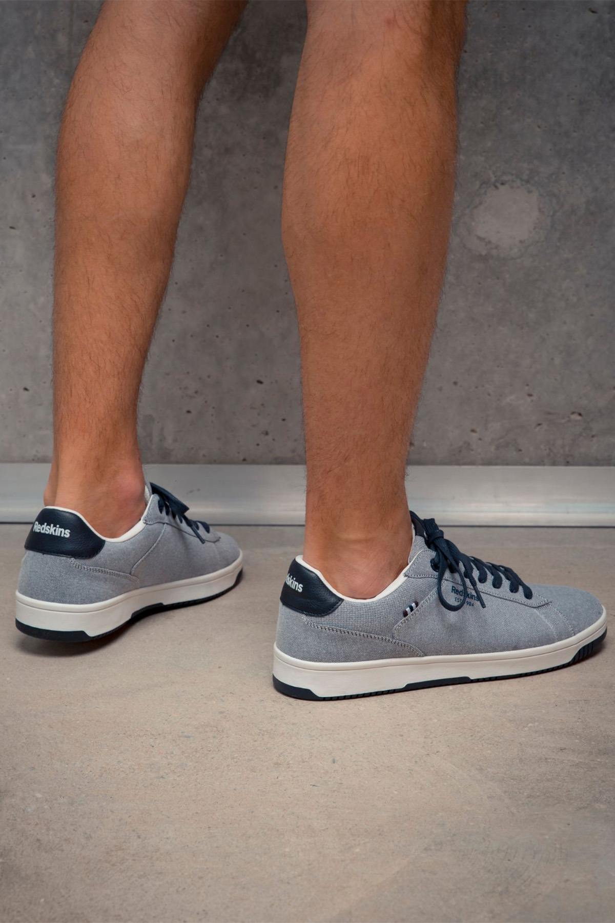 Men's Navy Grey Canvas Sneakers - Image n°3