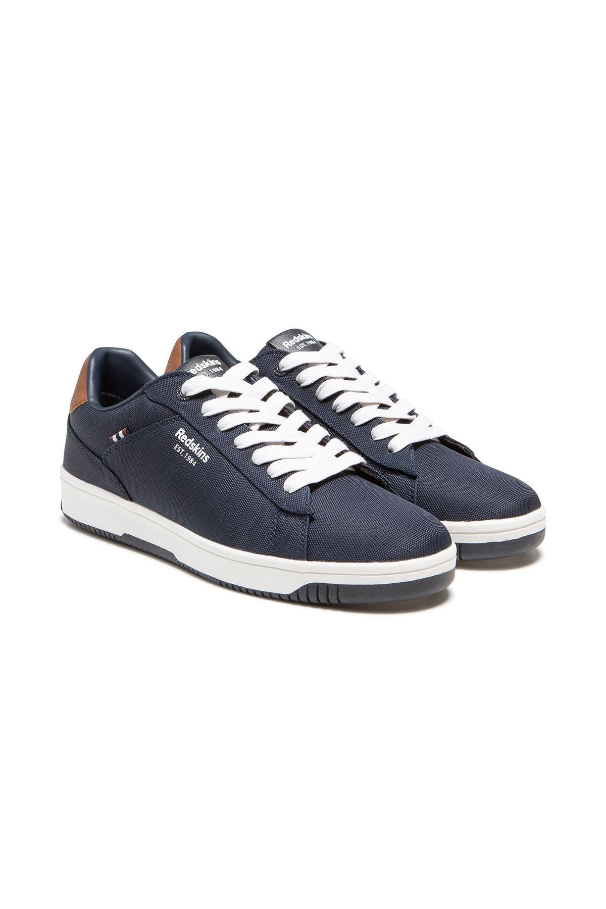 Men's cognac navy canvas sneakers - Image n°1