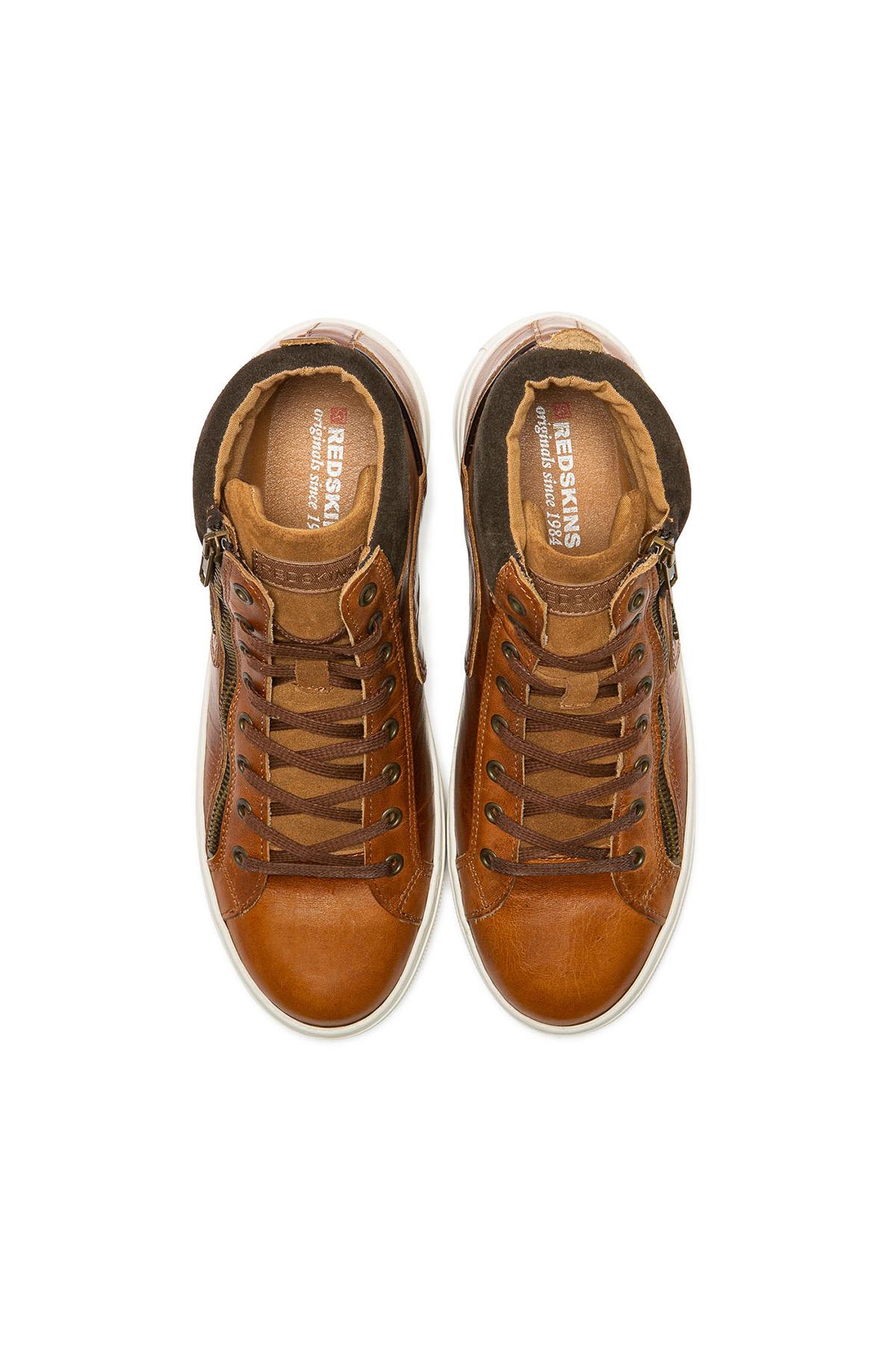 Cognac brown leather high-top shoes - Image n°5