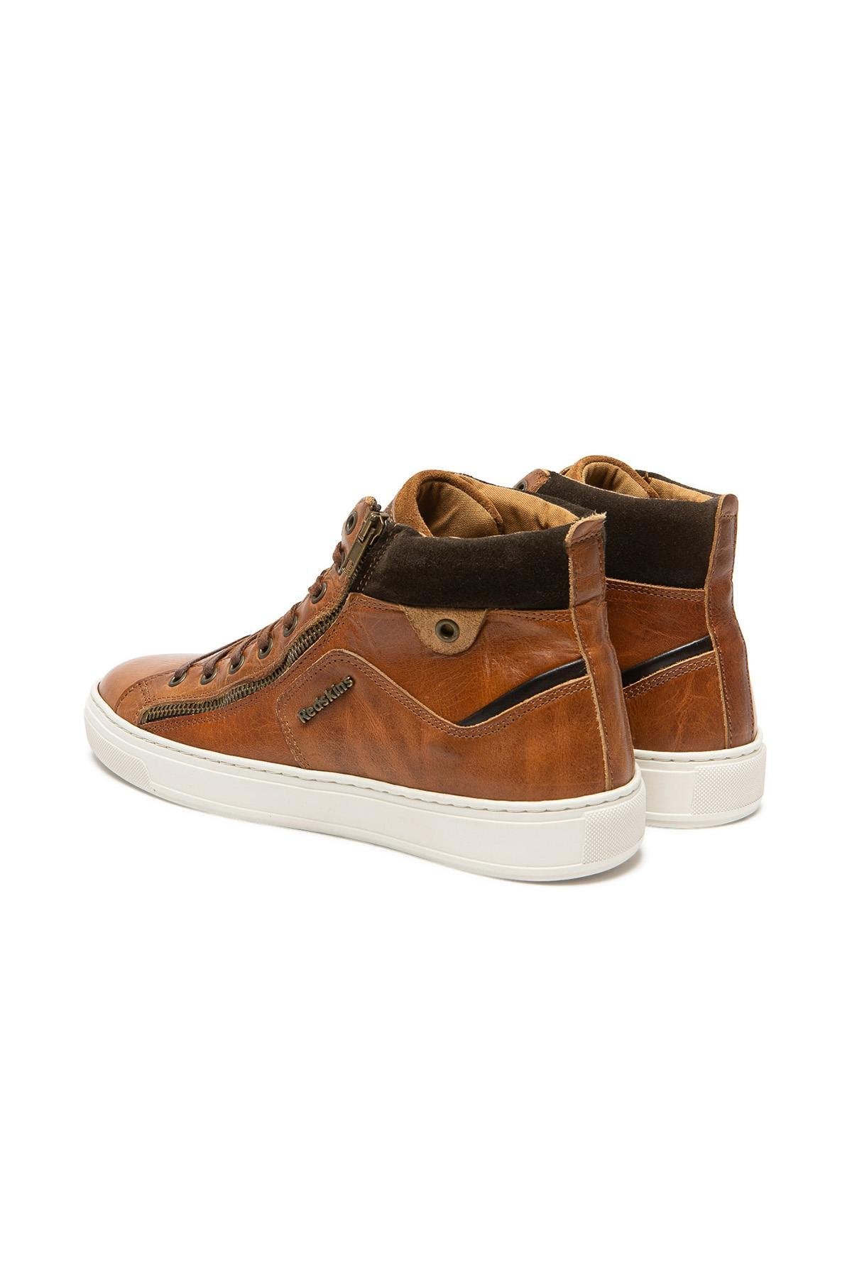 Cognac brown leather high-top shoes - Image n°2