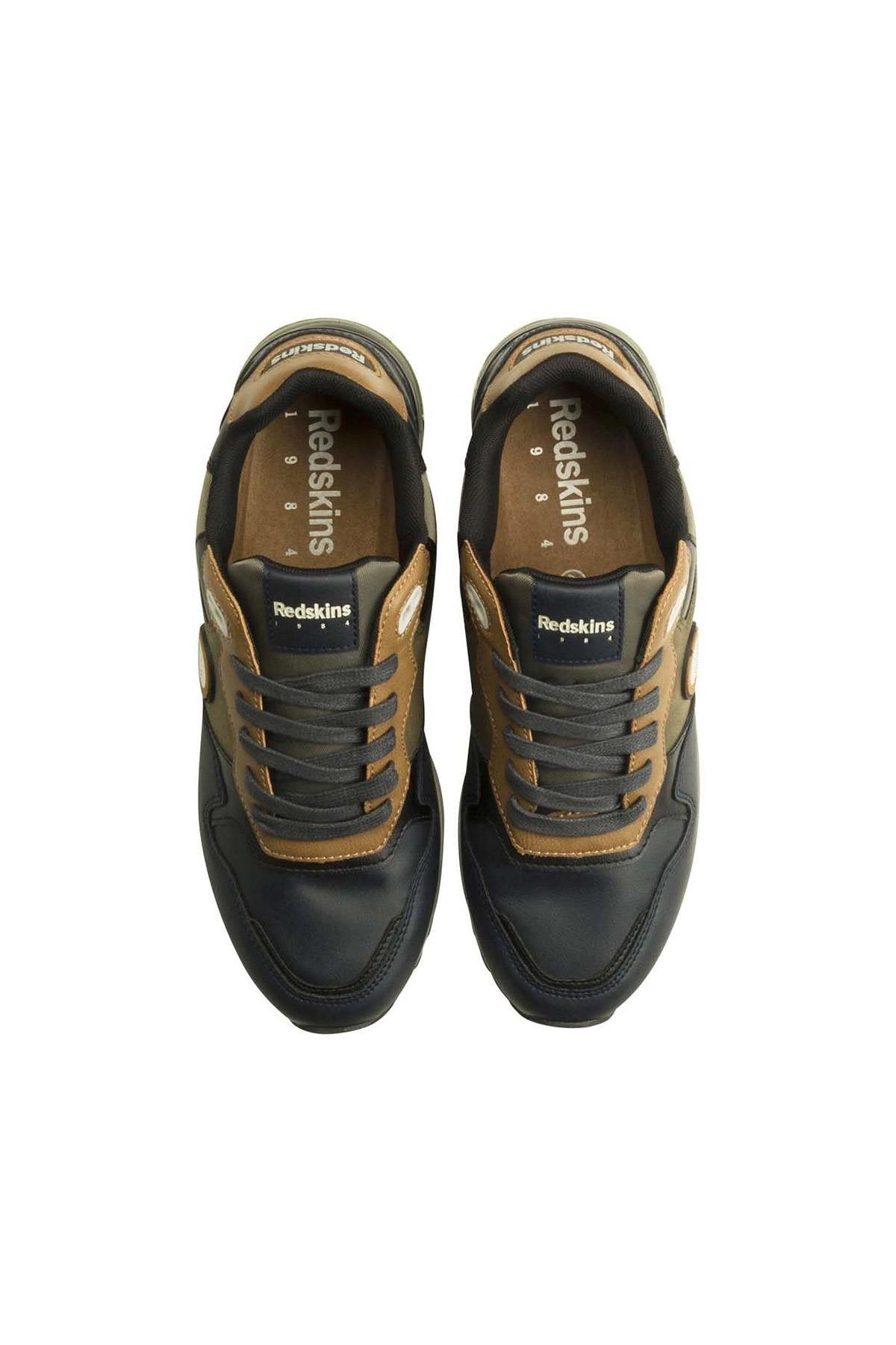 Men's navy khaki camel textile sneakers - Image n°5