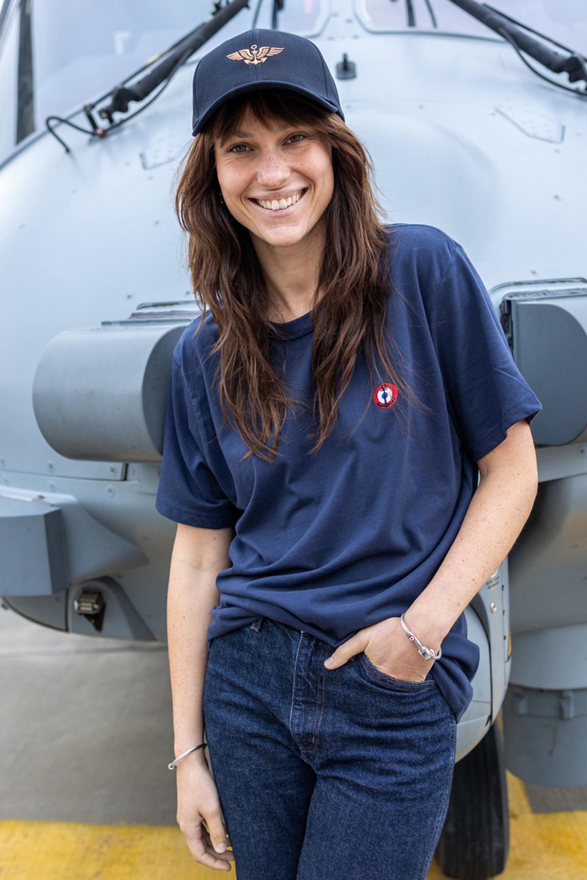 Navy blue cotton cap with naval aviation embroidery - Image n°5