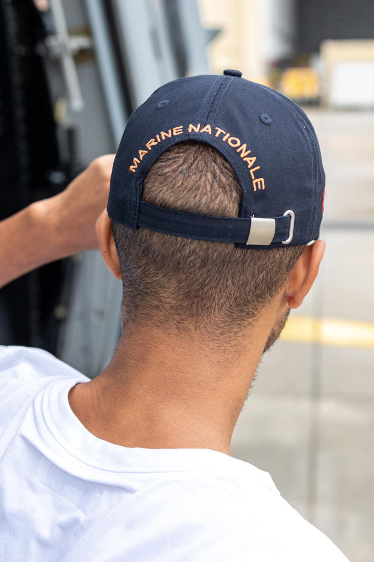 Navy blue cotton cap with naval aviation embroidery - Image n°4