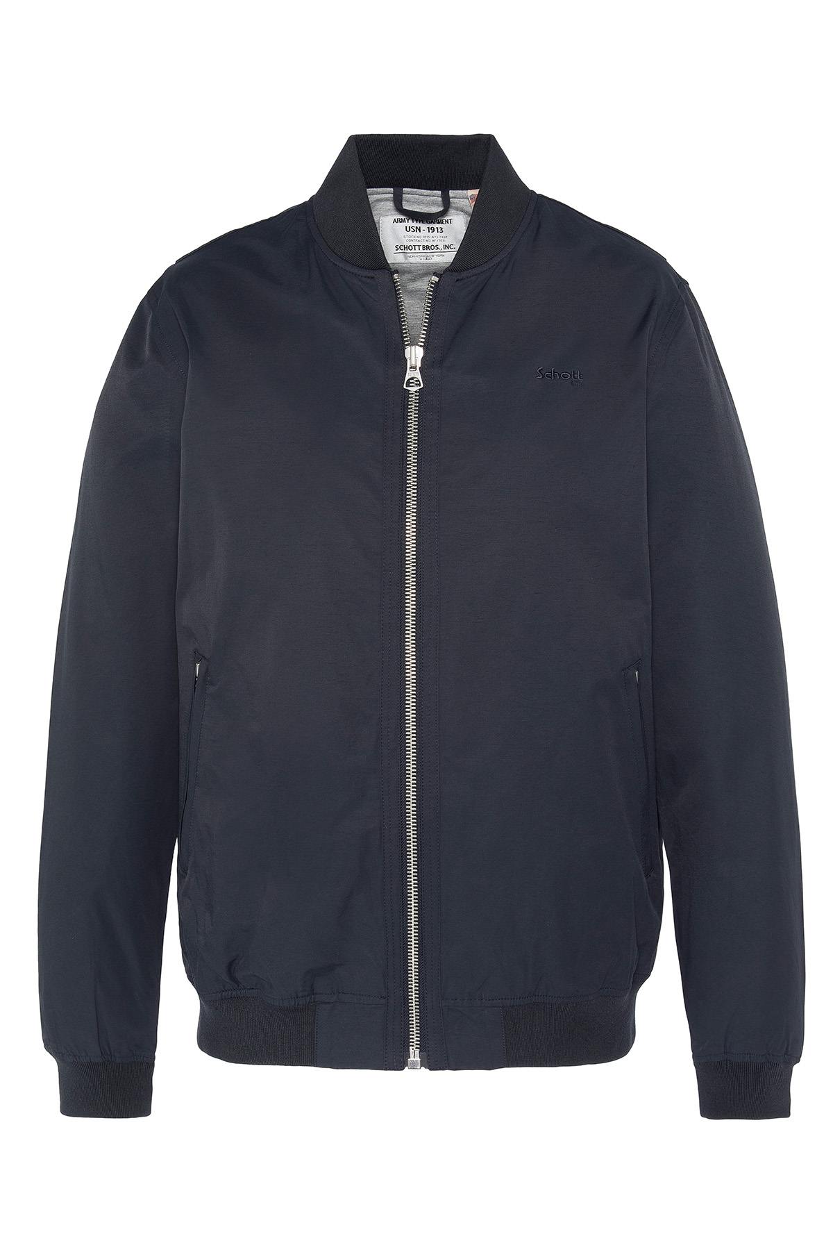 Navy blue textile bomber jacket - Image n°1