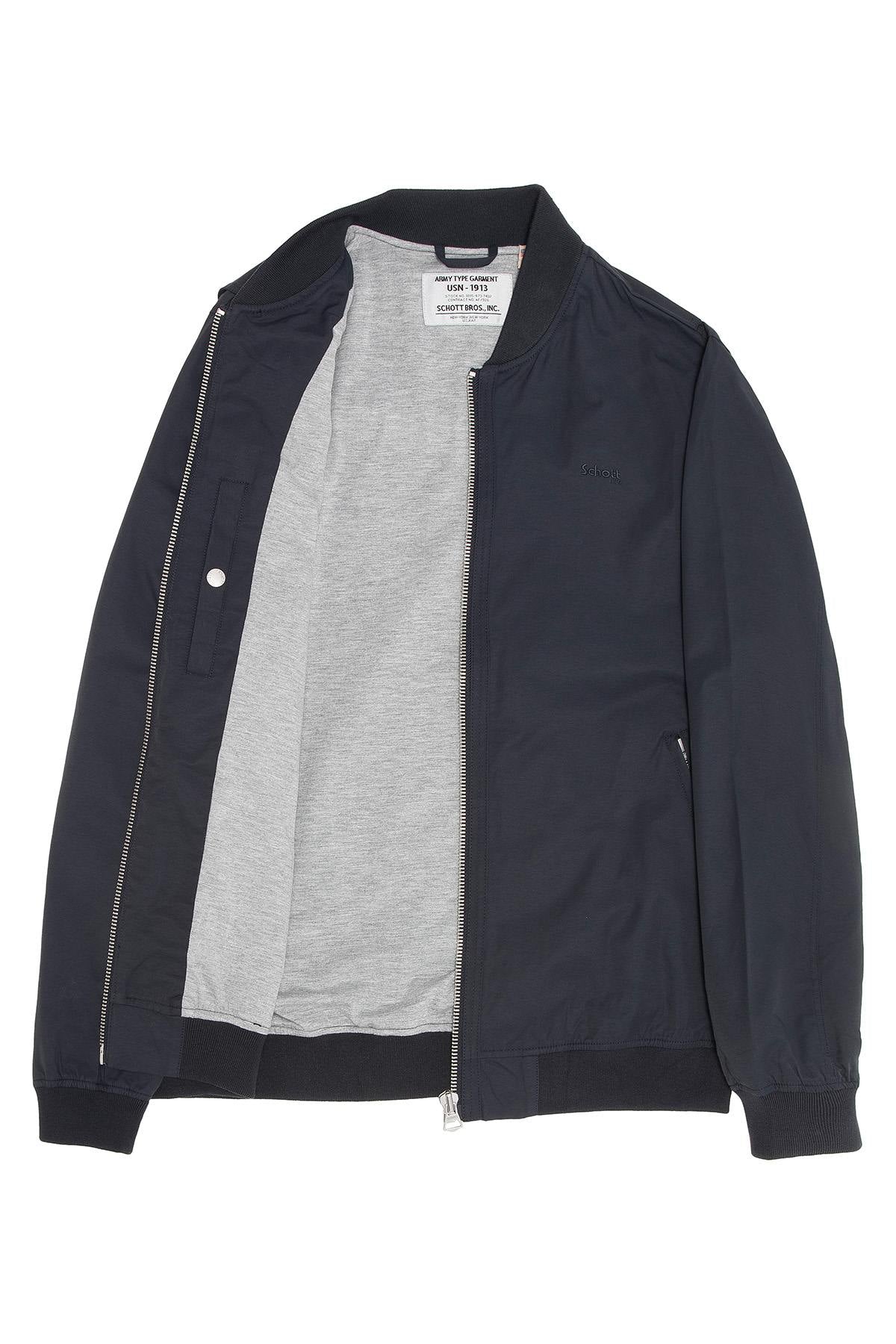 Navy blue textile bomber jacket - Image n°3