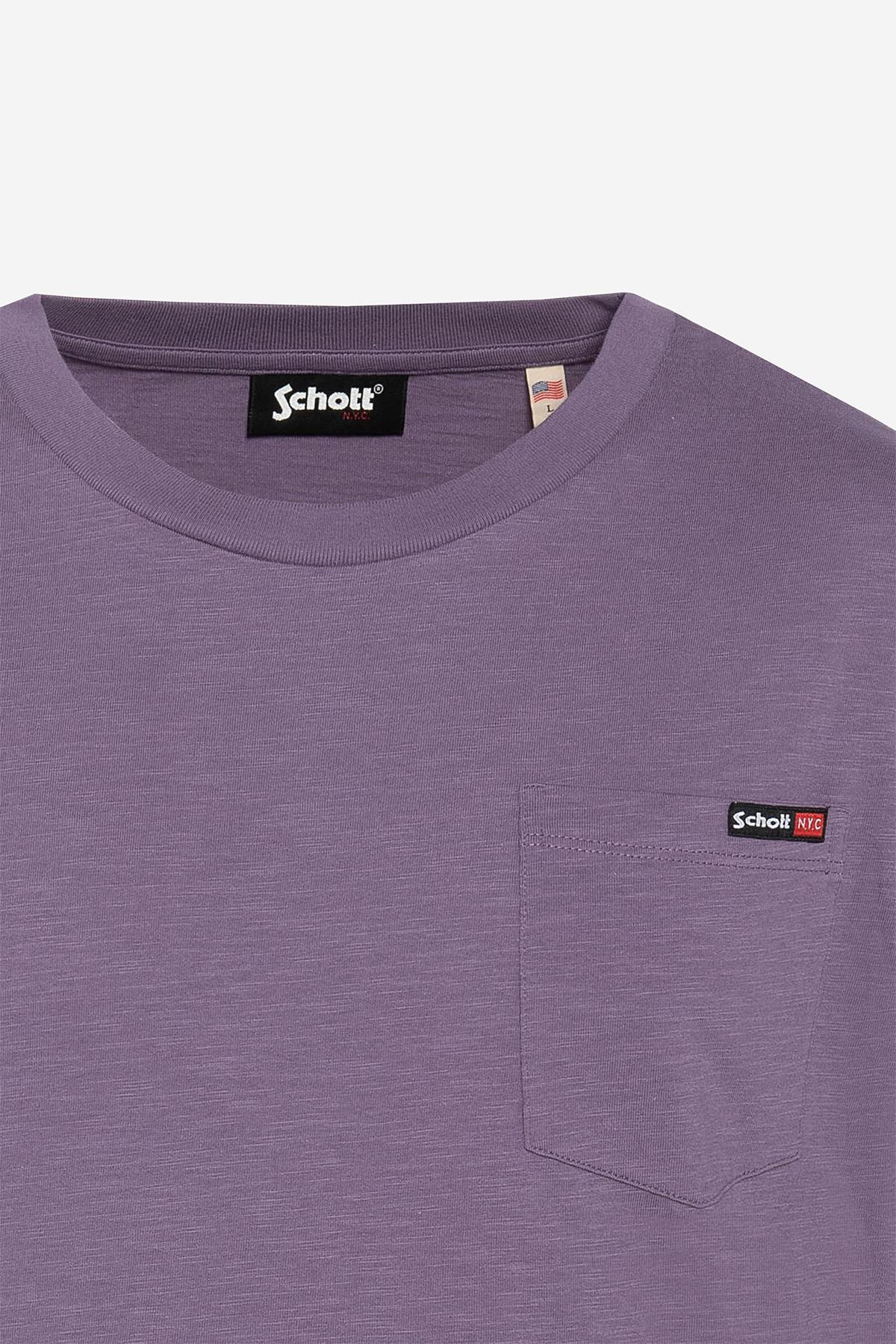 Lilac cotton t-shirt with pocket - Image n°6