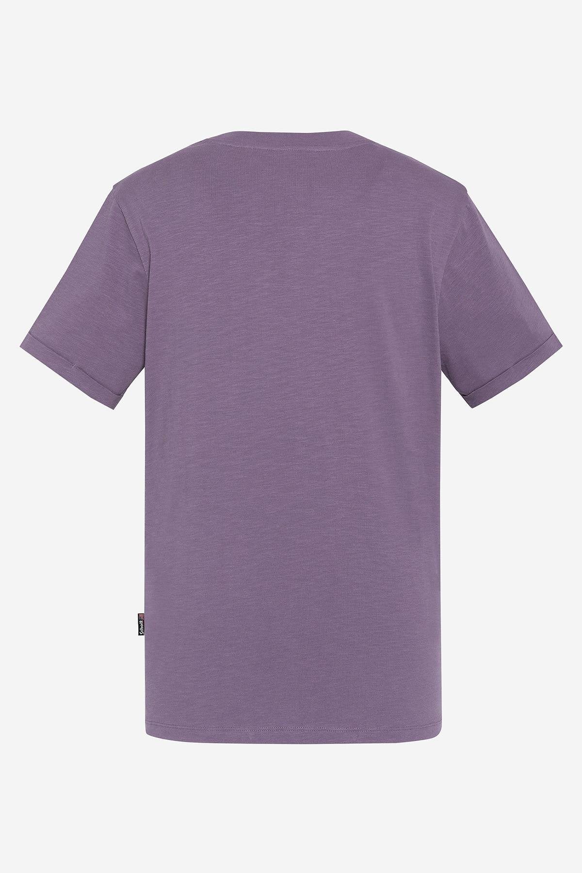 Lilac cotton t-shirt with pocket - Image n°4