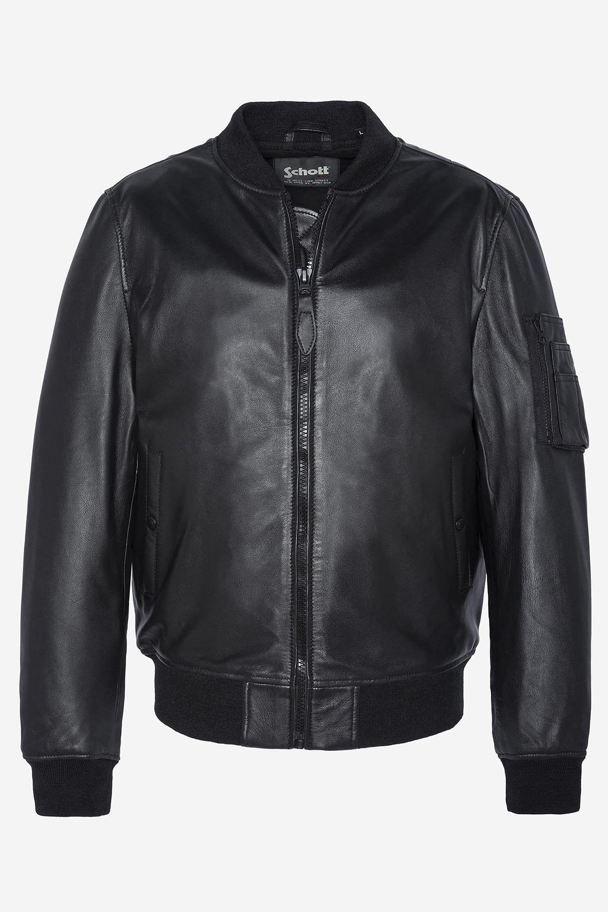 Black leather bomber jacket - Image n°5