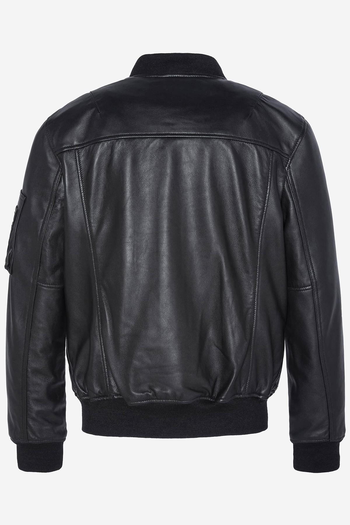 Black leather bomber jacket - Image n°6