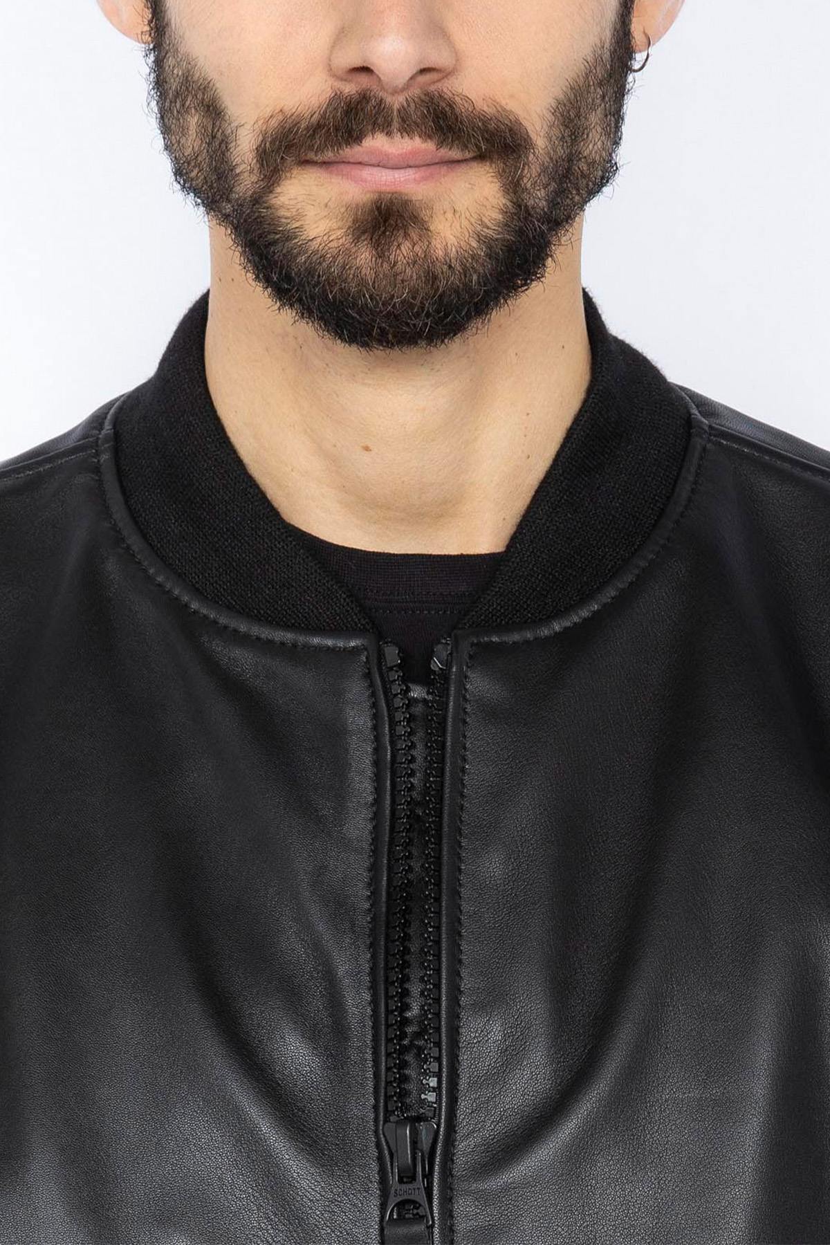 Black leather bomber jacket - Image n°4