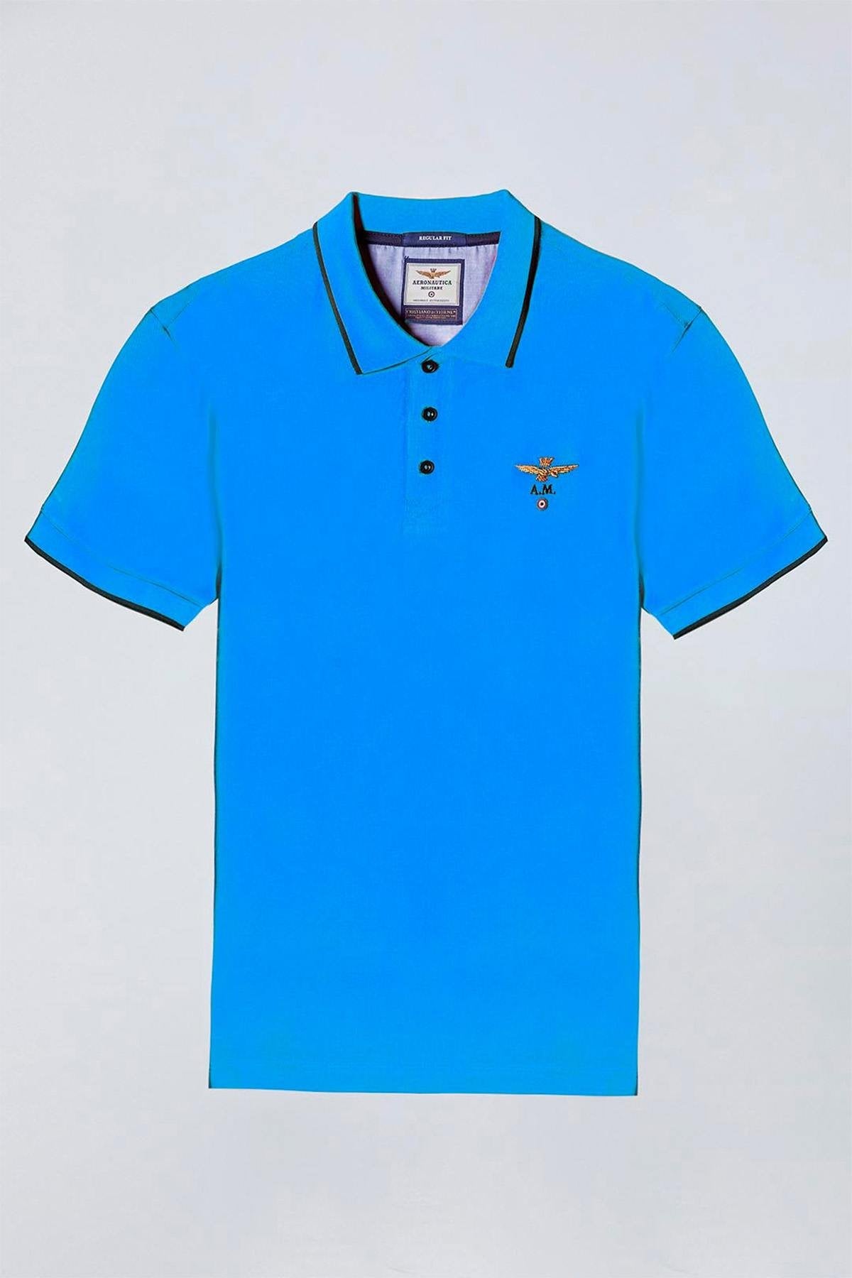 Aeronautica Militare cobalt blue cotton polo shirt - Image n°4