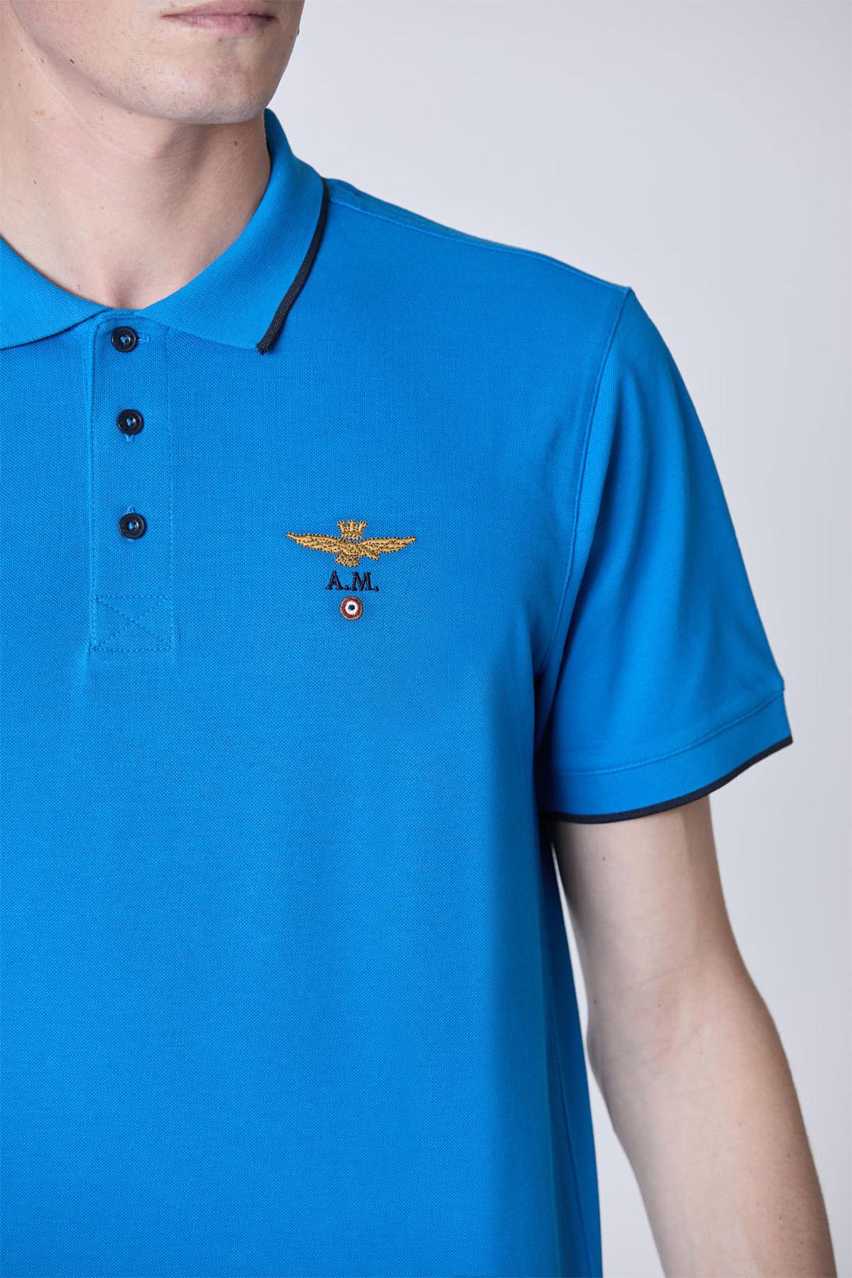 Aeronautica Militare cobalt blue cotton polo shirt - Image n°2