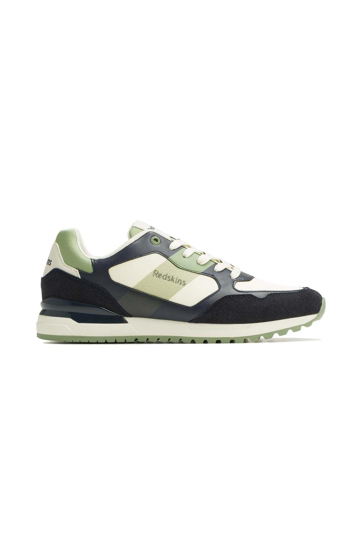 Men's navy ecru khaki sneakers - Image n°4