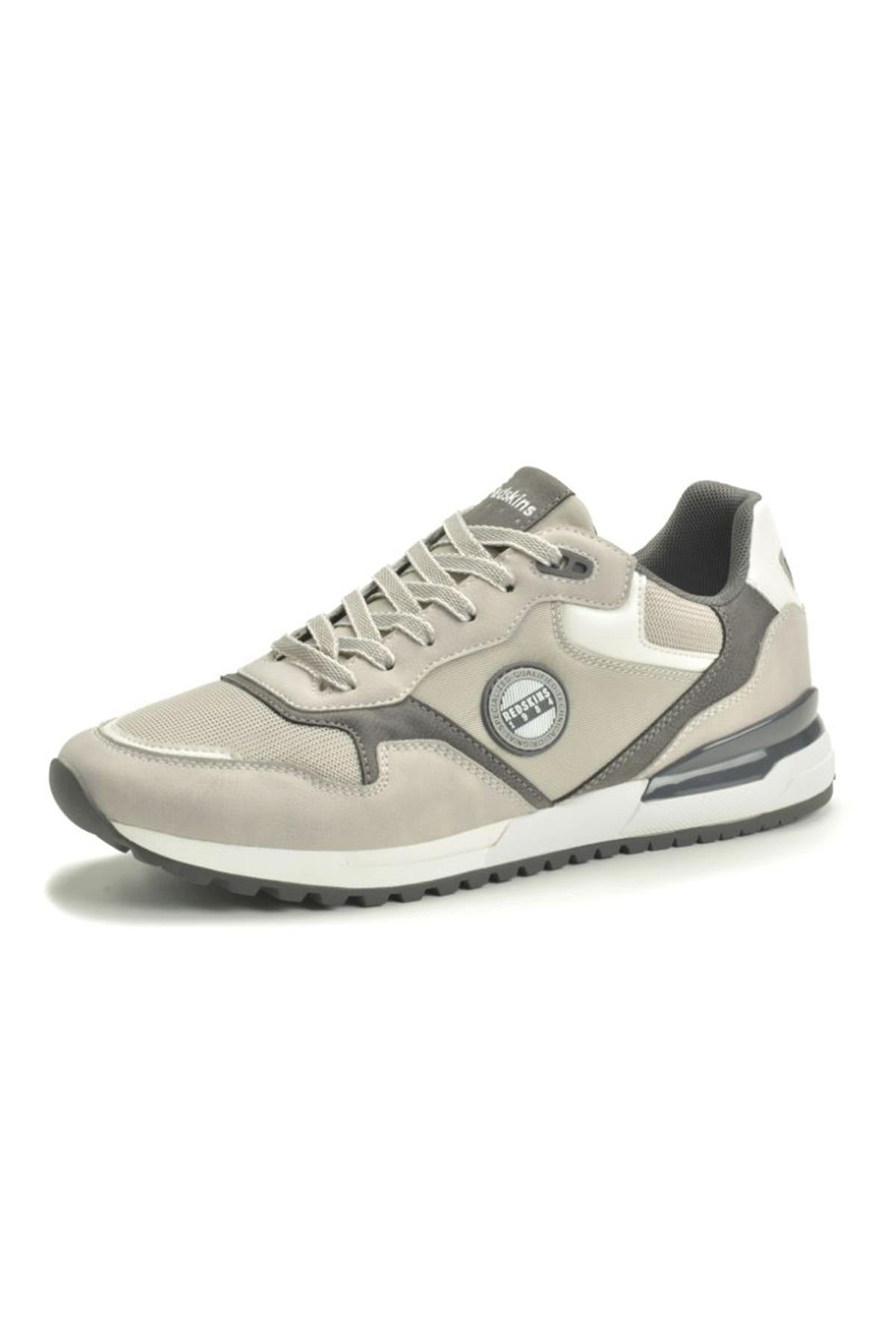 Pearl gray leather and synthetic sneakers - Image n°1