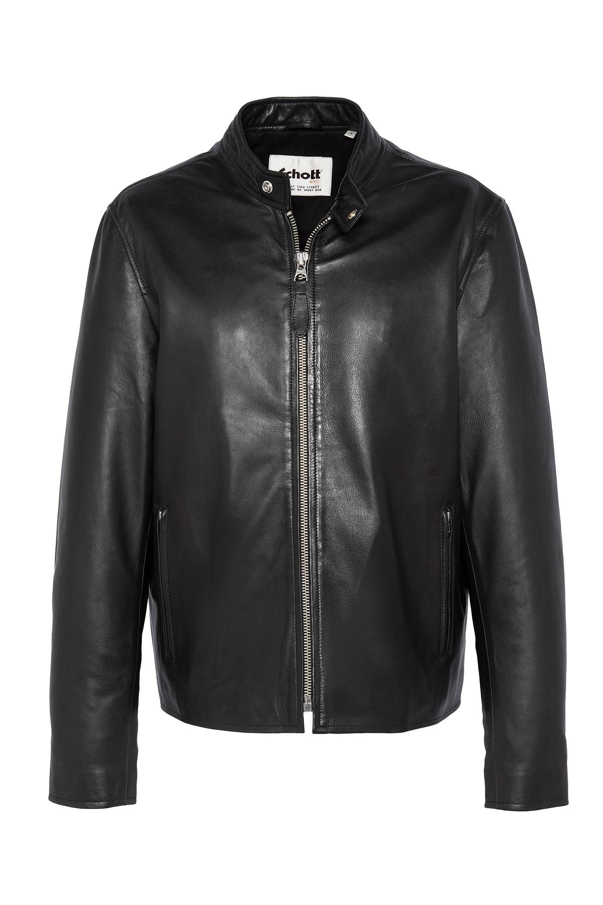 Black sleek biker collar leather jacket - Image n°6