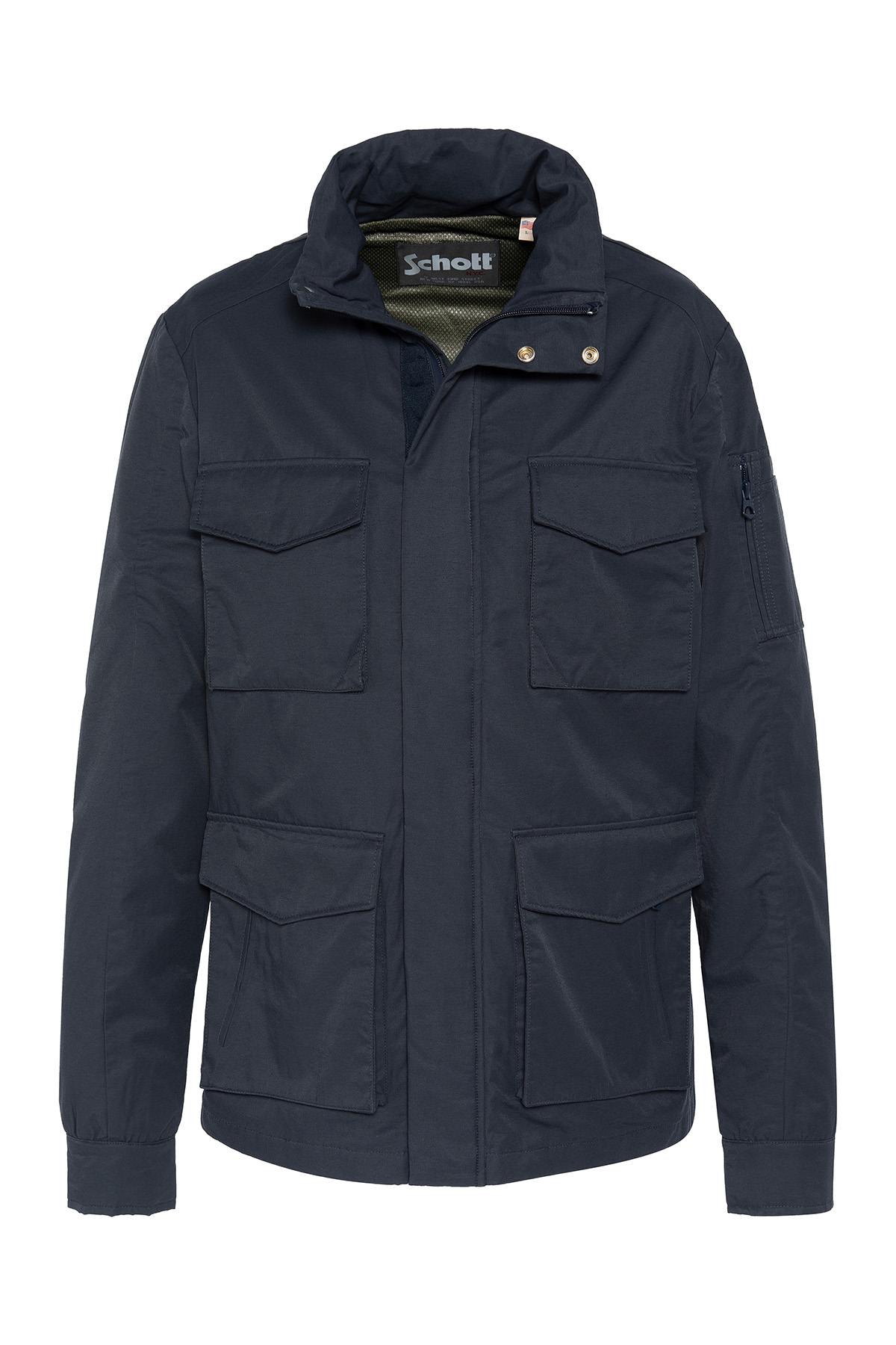 Navy blue textile parka - Image n°1